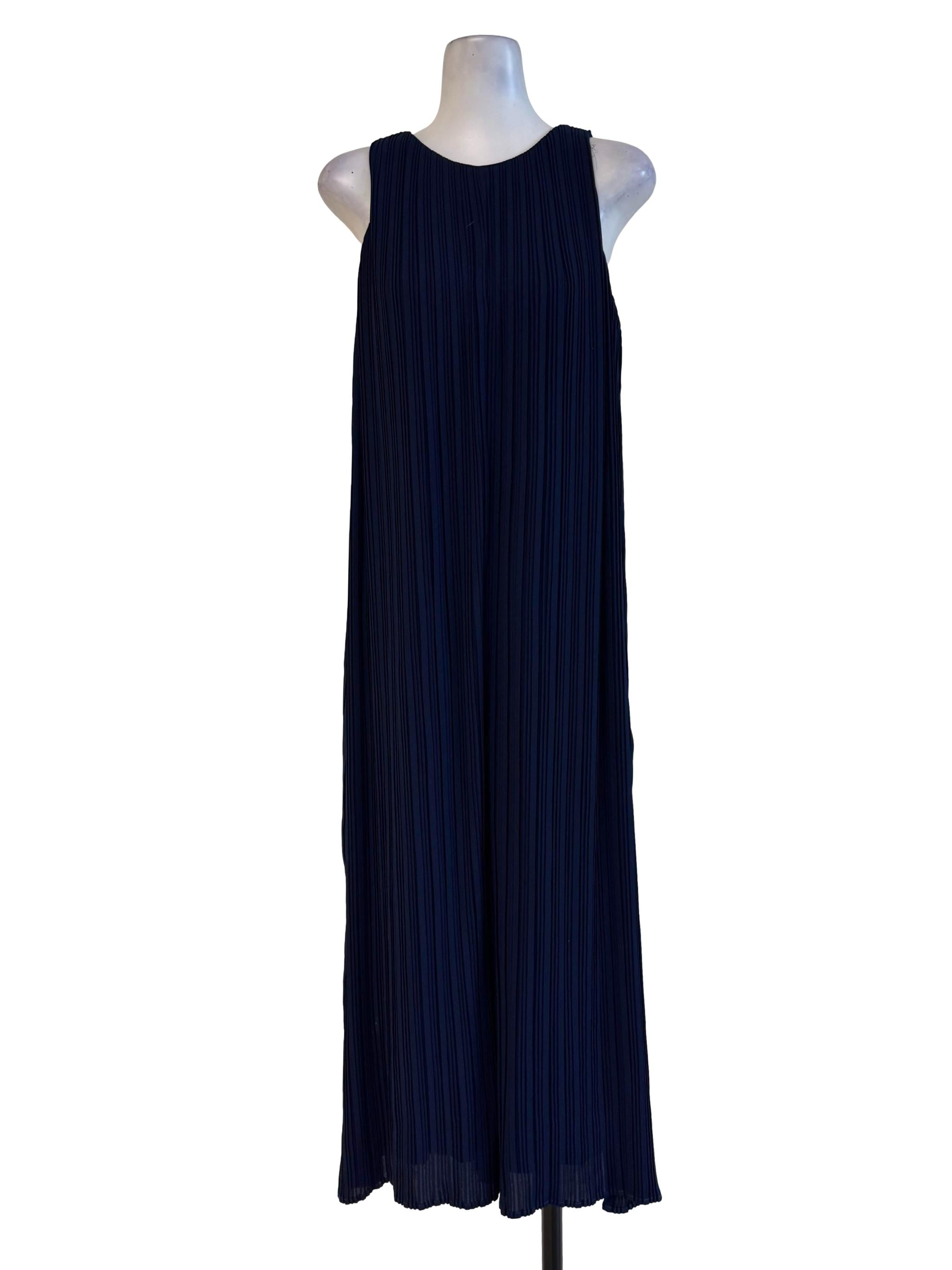 Navy Blue Pleated Jumpsuit