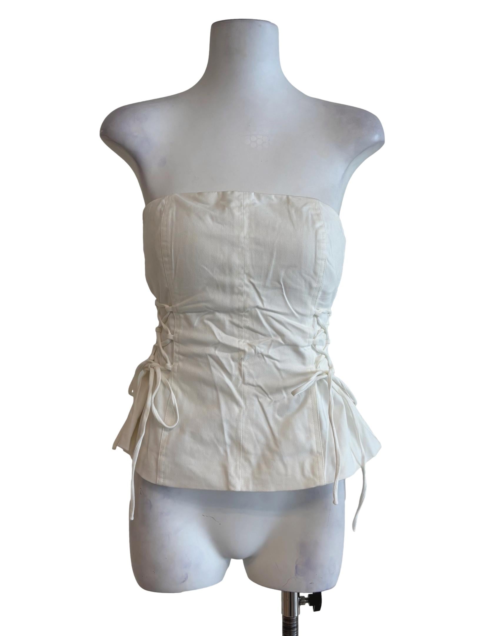 White Nasha Lace Up Tube Padded Top
