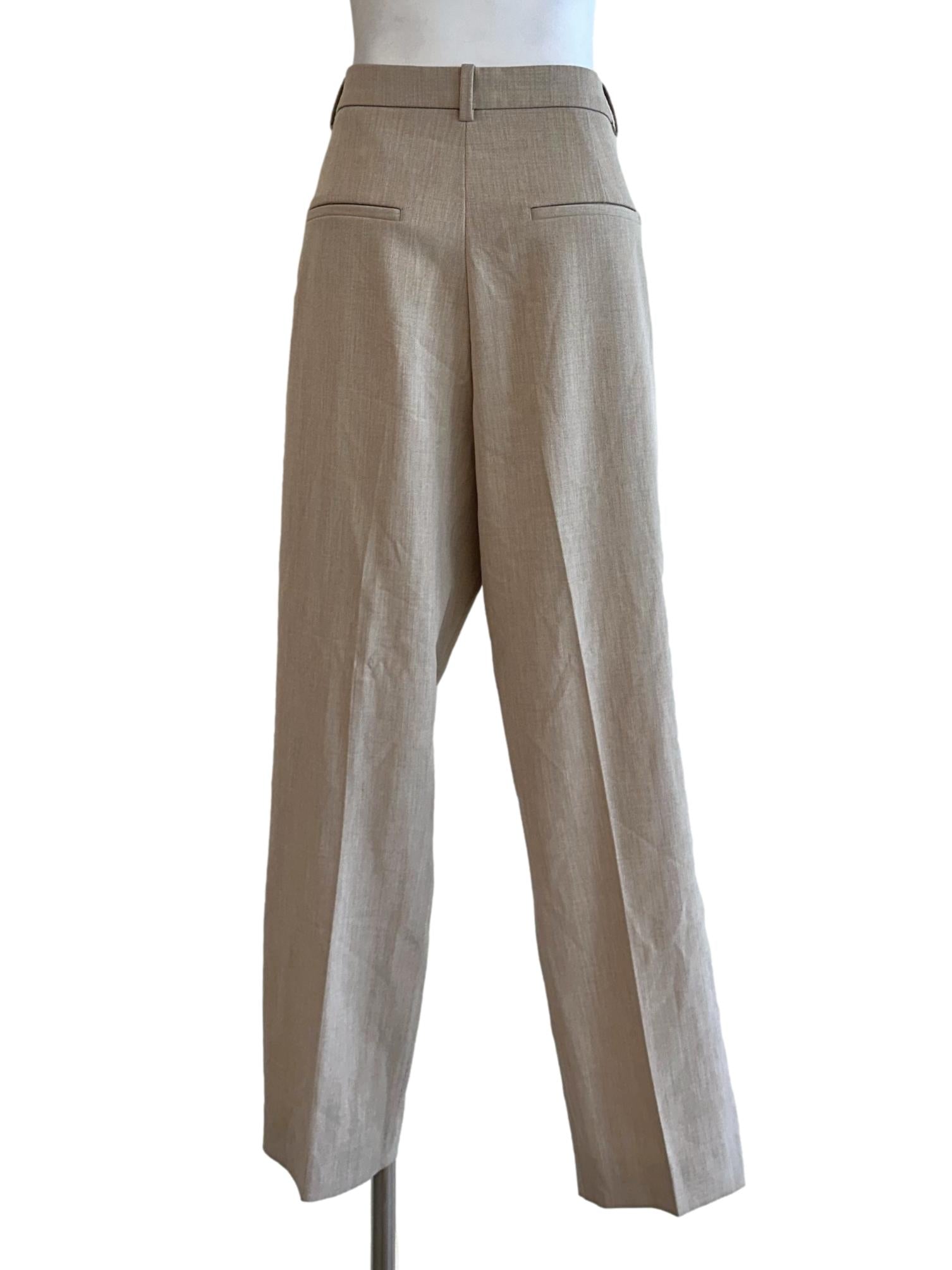Beige Plain Formal Pants