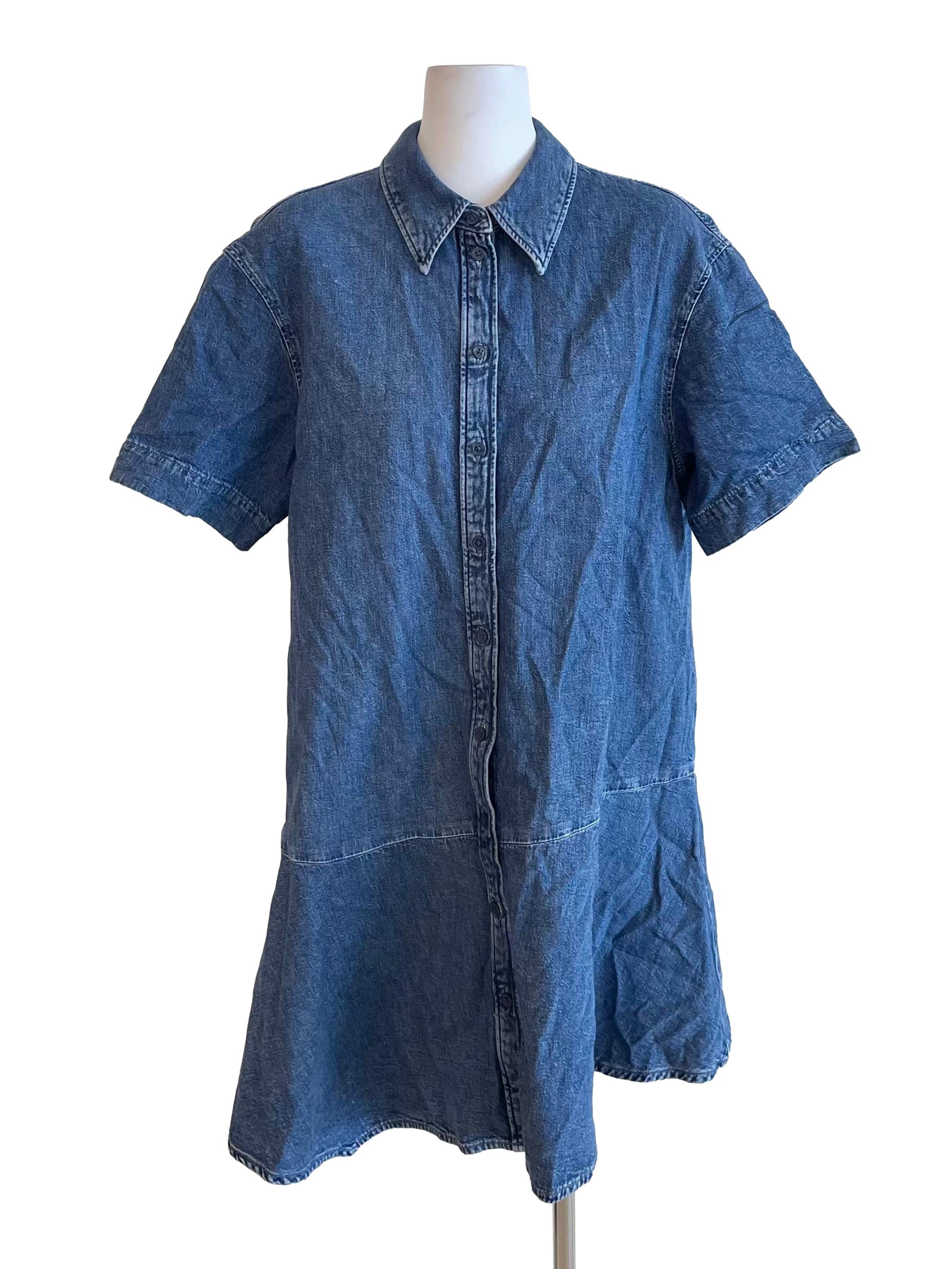 Denim Baggy Flounce Shirt Dress