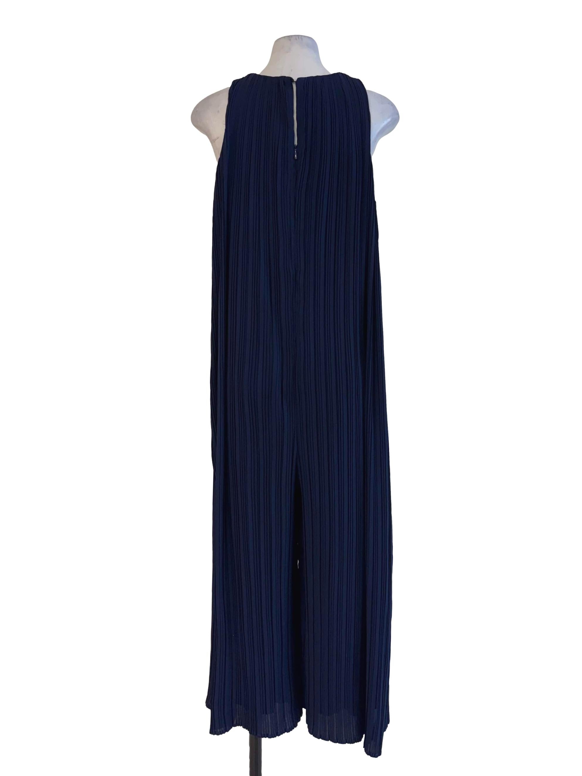 Navy Blue Pleated Jumpsuit