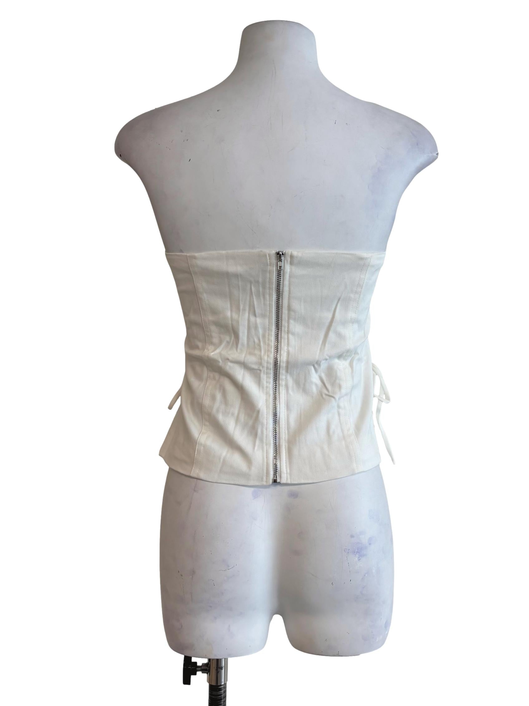 White Nasha Lace Up Tube Padded Top