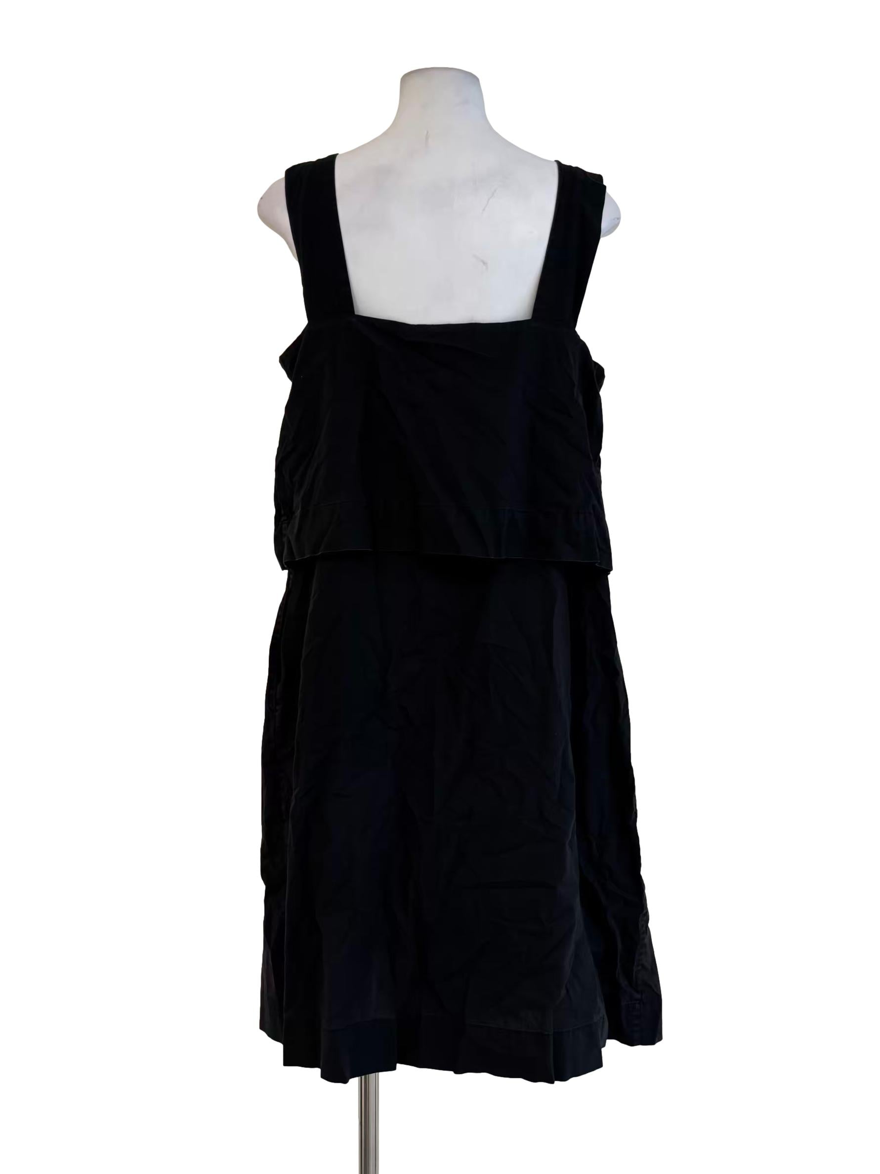 Jet Black Apron Neck Shift Dress