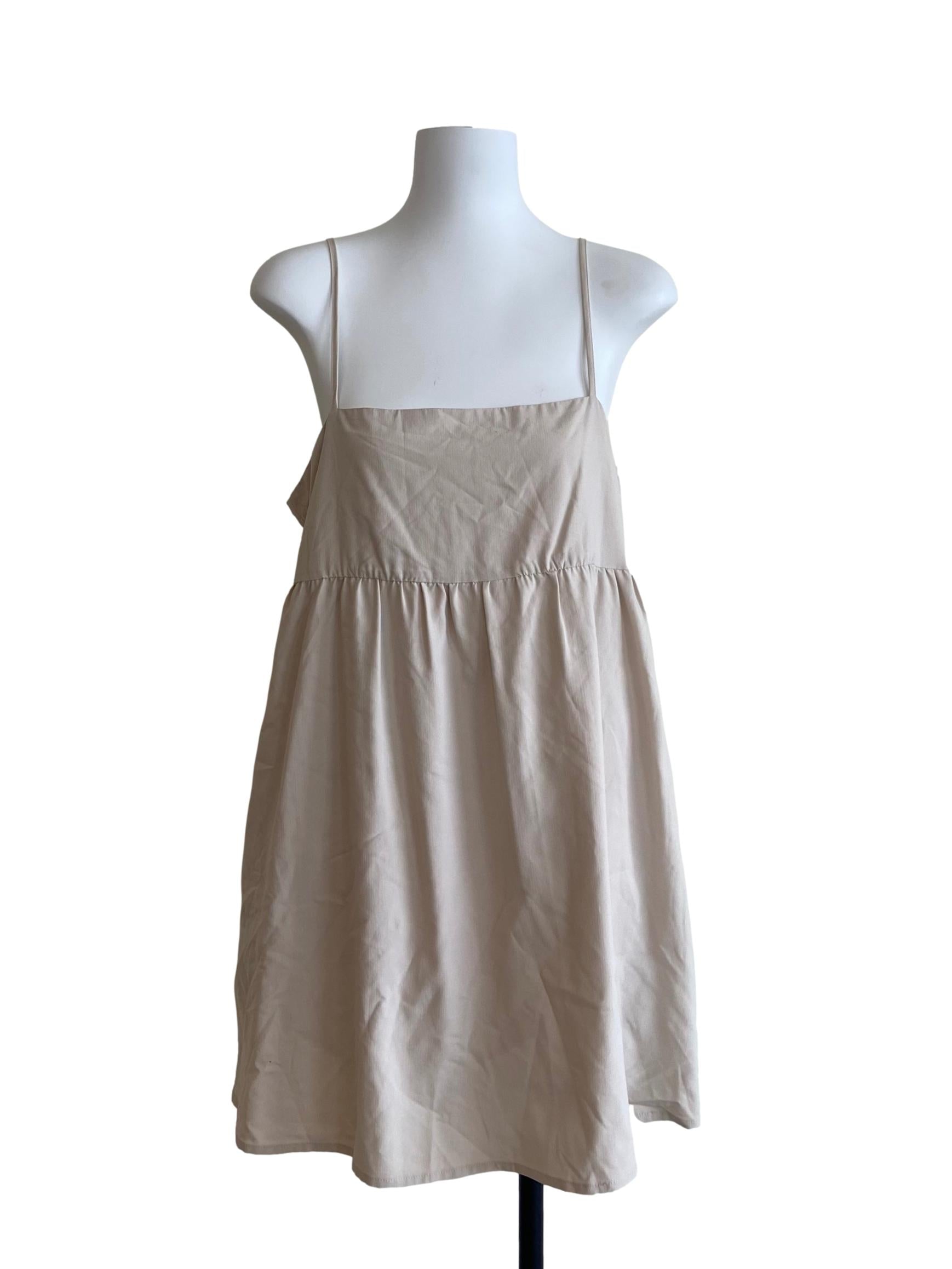 Parchment Beige Apron Mini Dress