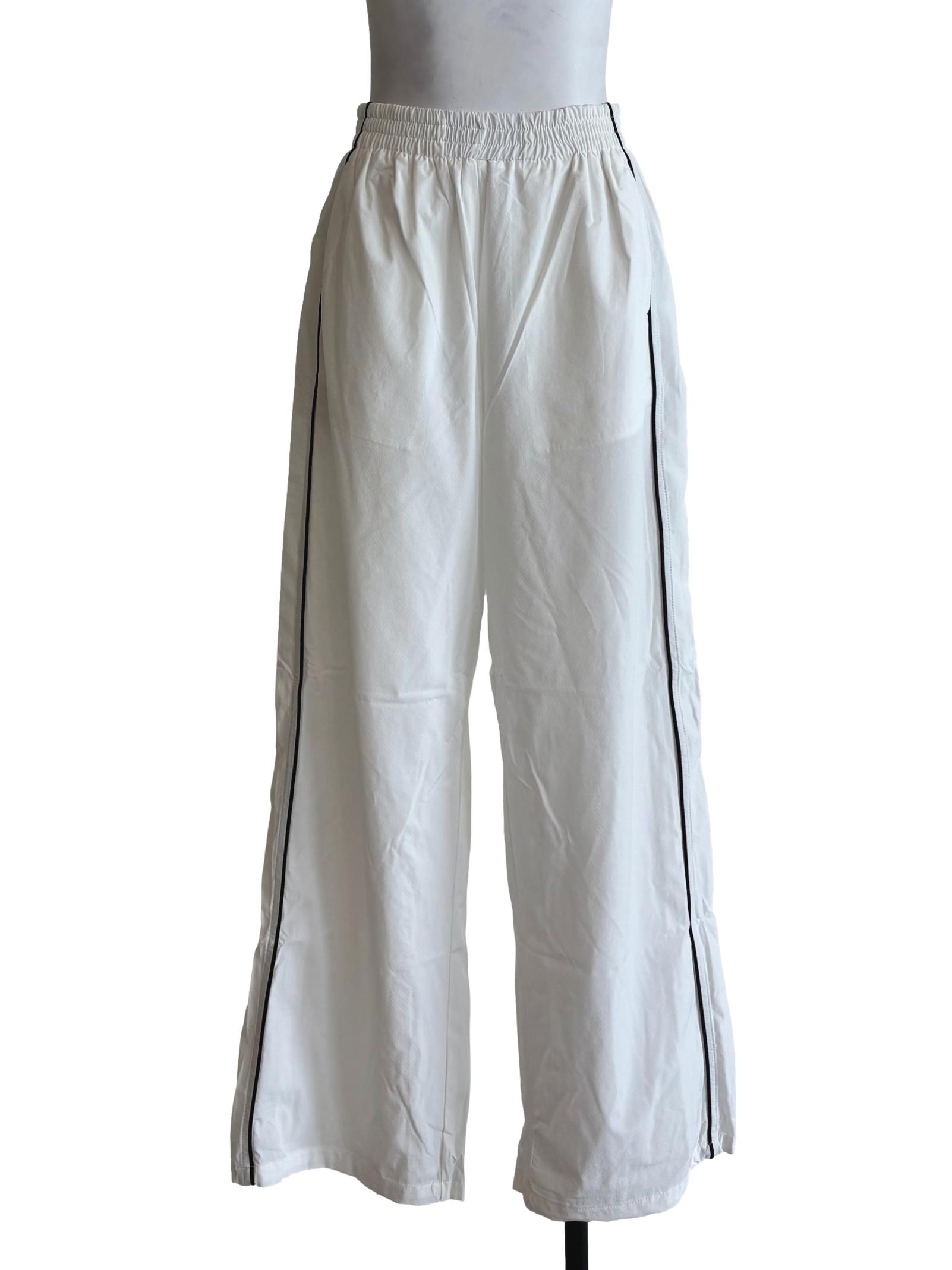 White Bryce Contrast Nylon Pants