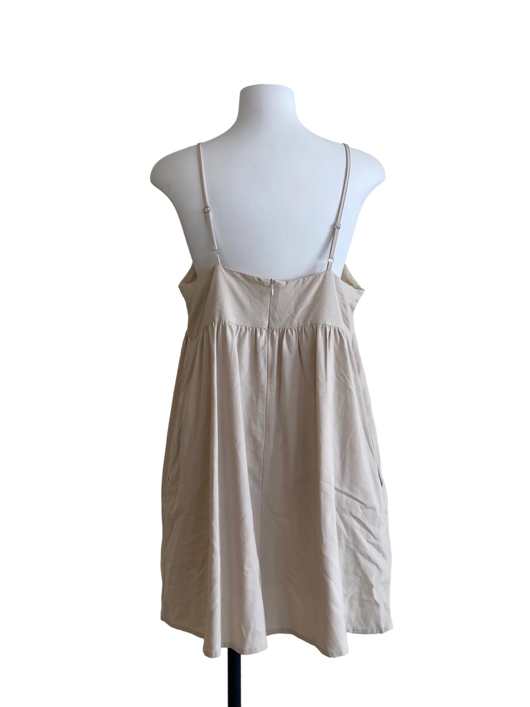 Parchment Beige Apron Mini Dress