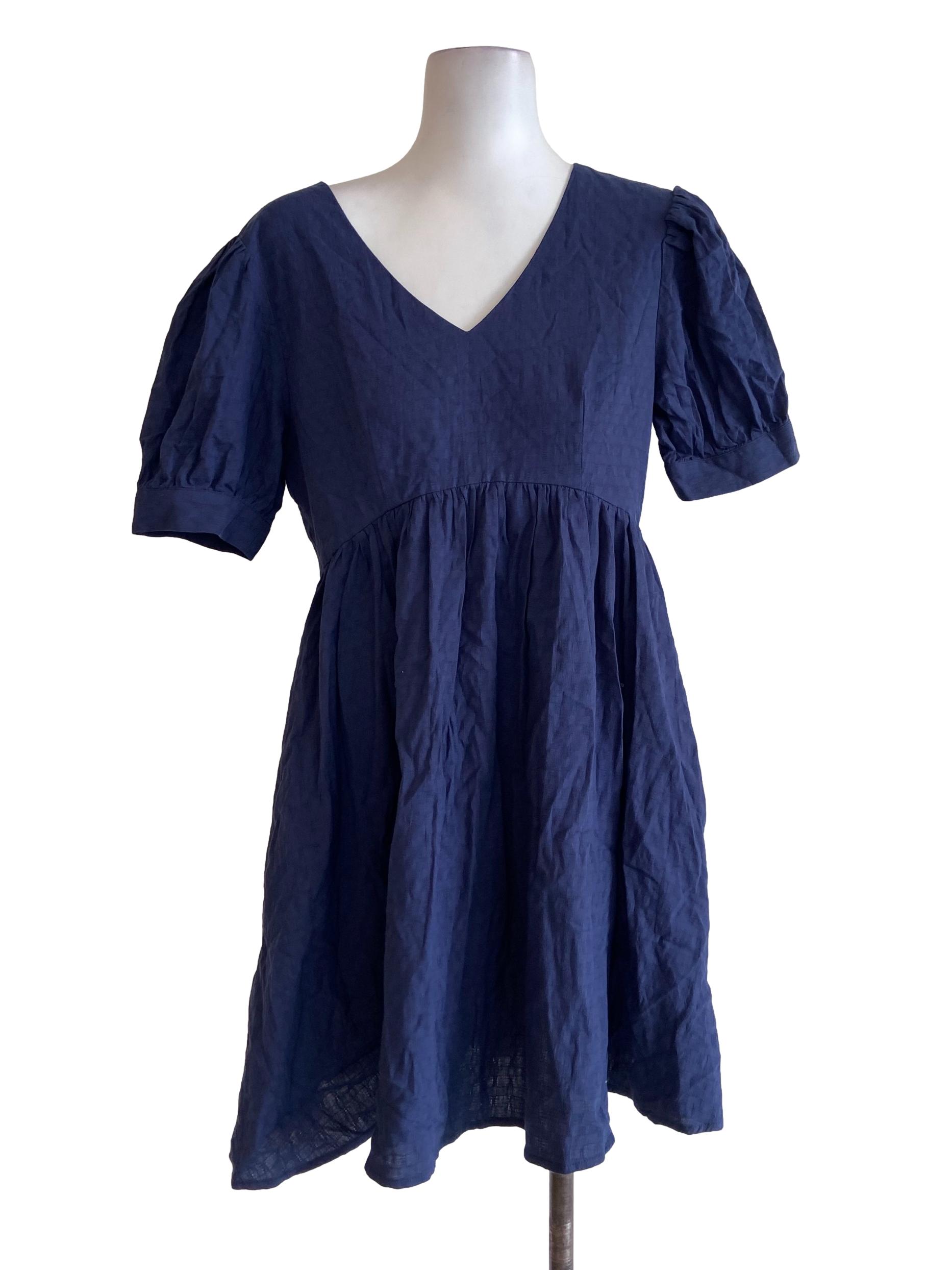 Navy Blue V Neck Apron Rompers TWL