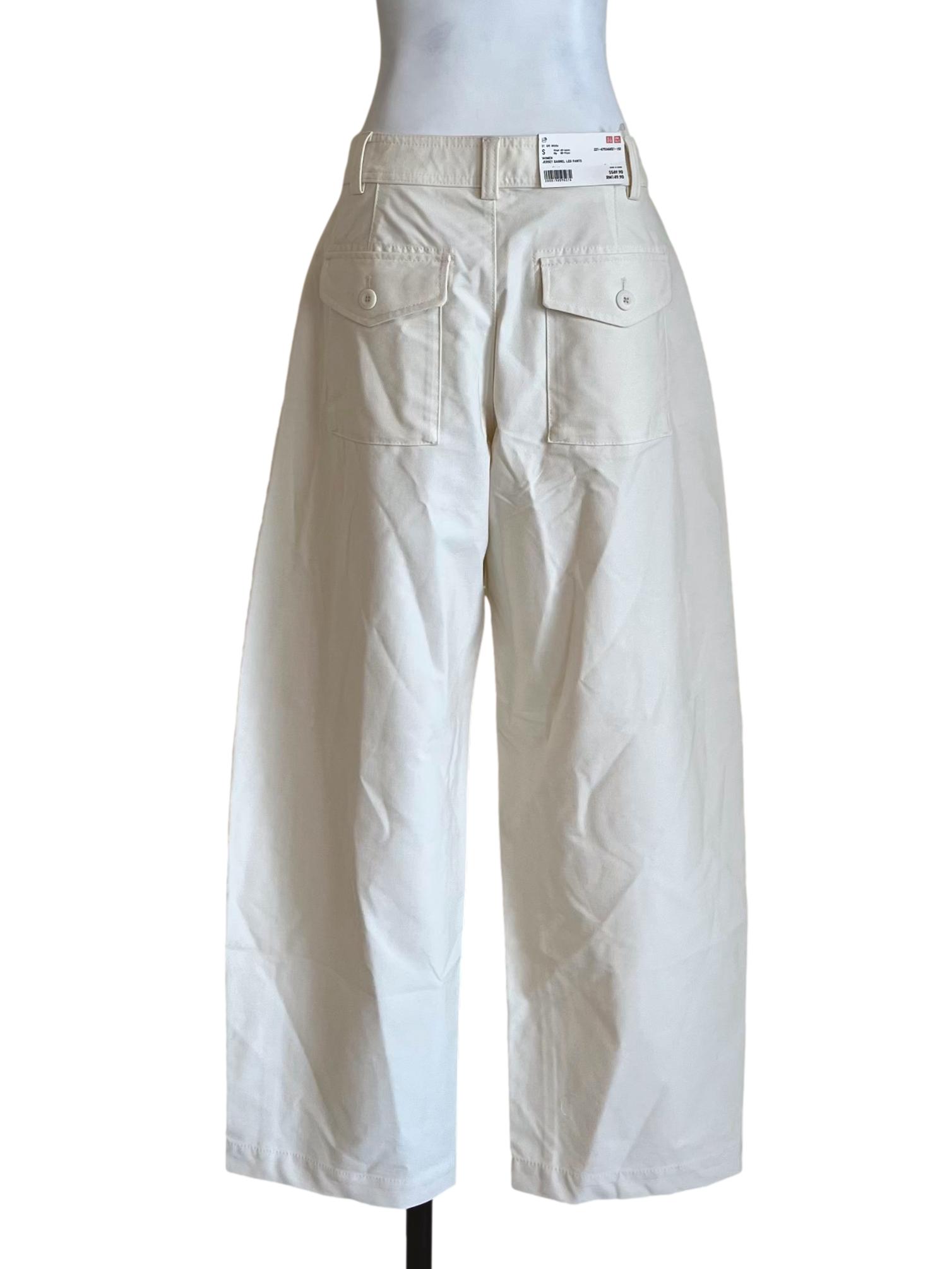 Cream White Barrel Leg Pants