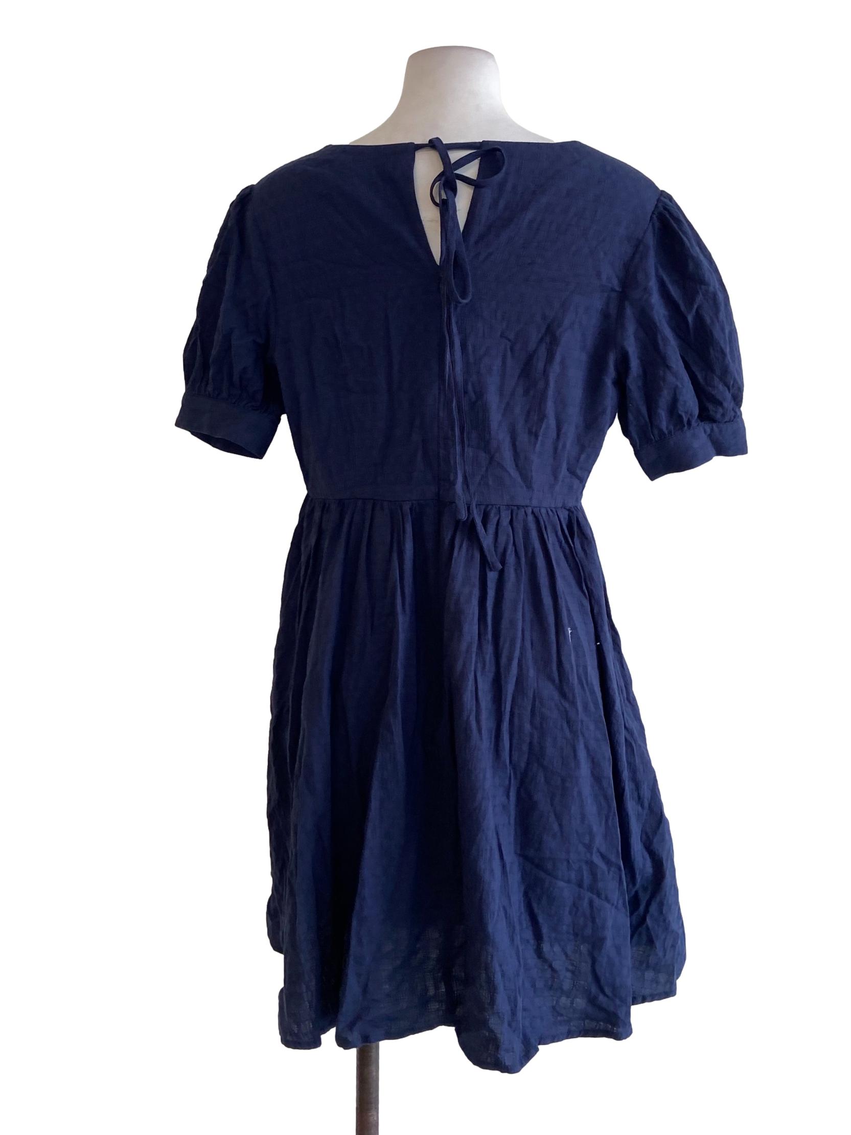 Navy Blue V Neck Apron Rompers TWL
