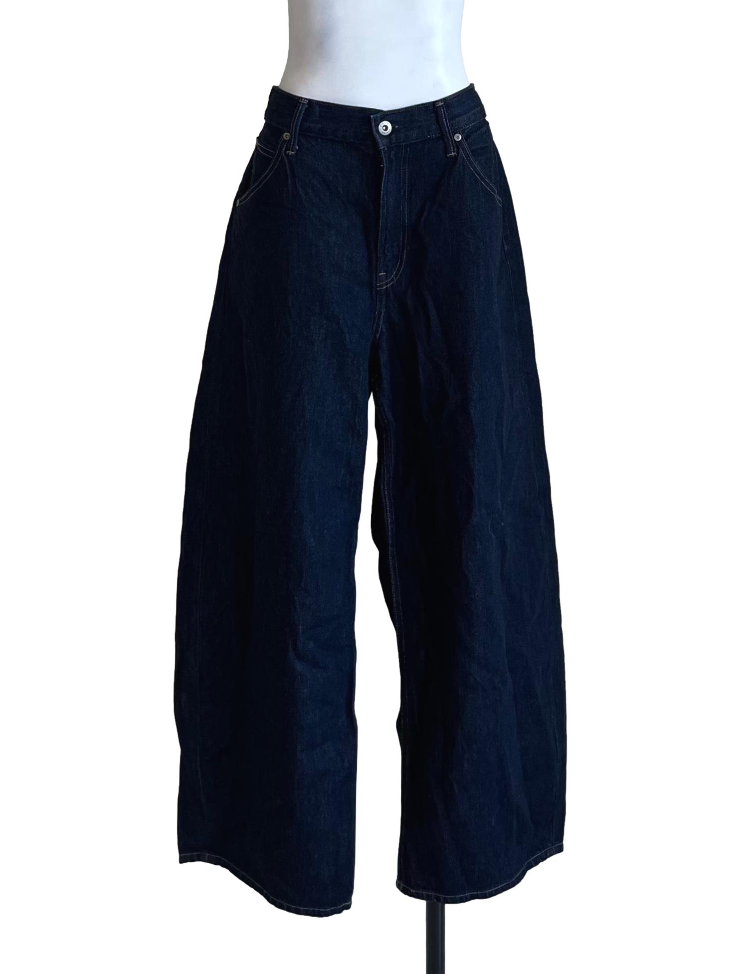 Dark Denim Blue Barrel Leg Jeans