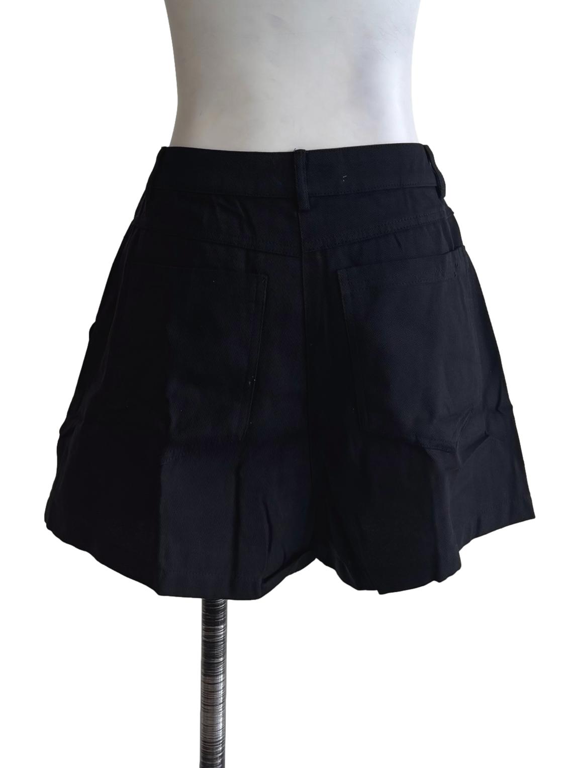 Black Isaac Hook Front Cotton Shorts