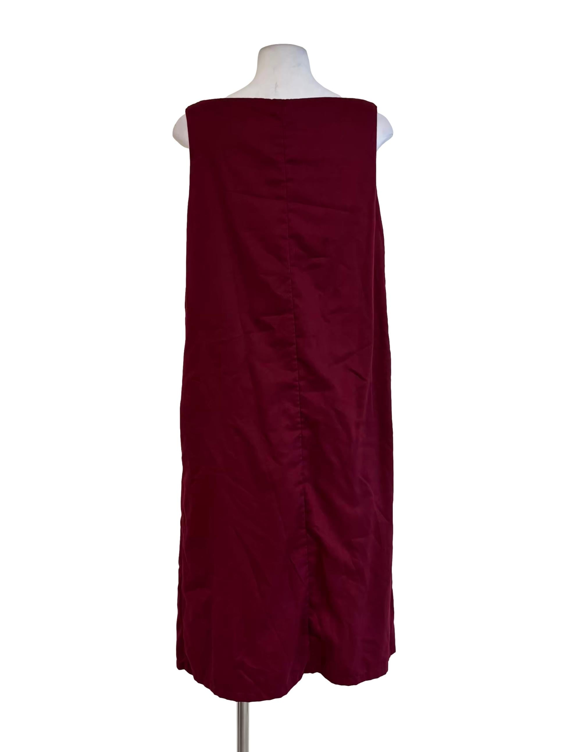 Wine Red Pink Inner Boat Neck Dress