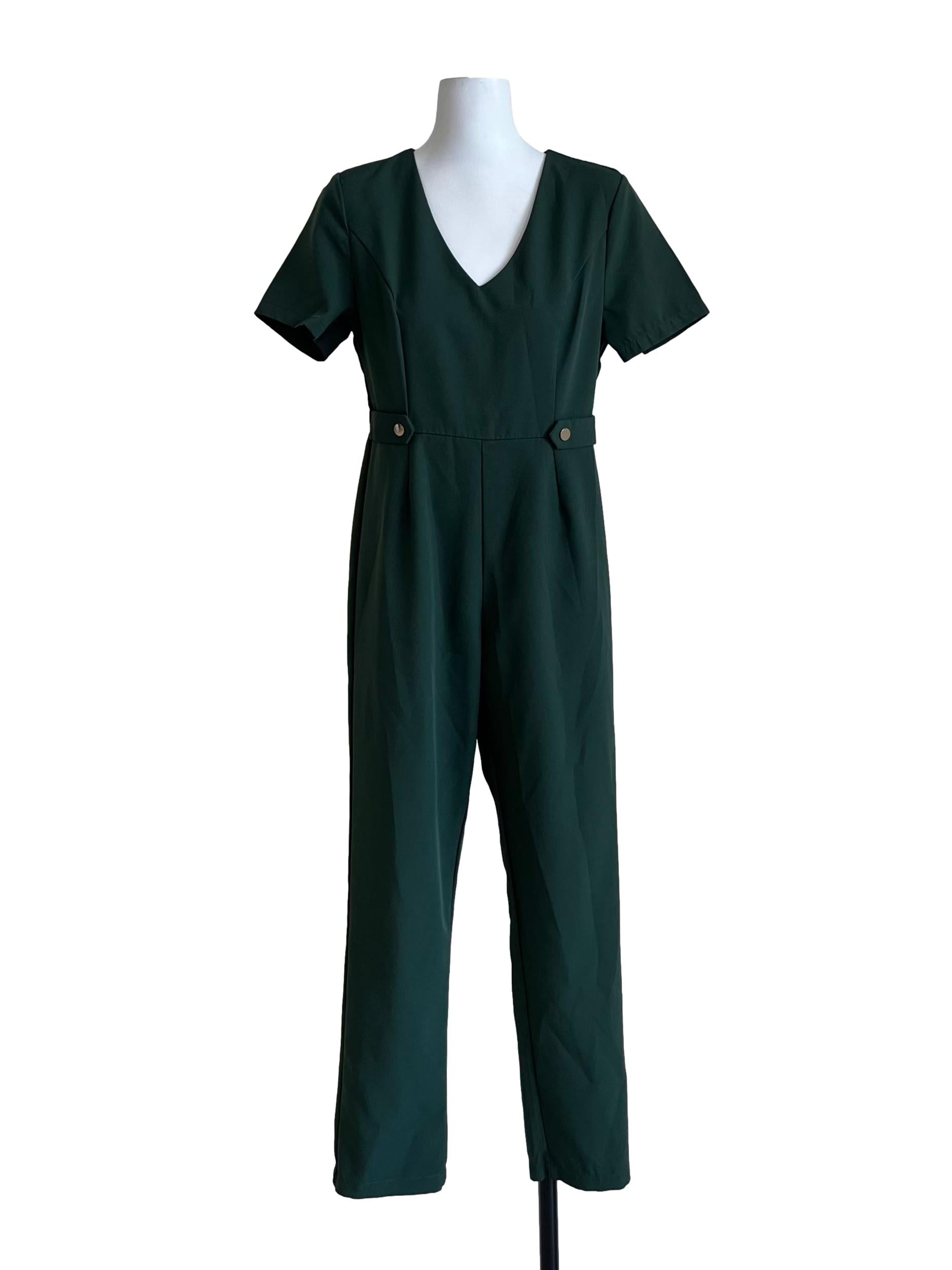 Emerald Green V Neck Jumpsuit