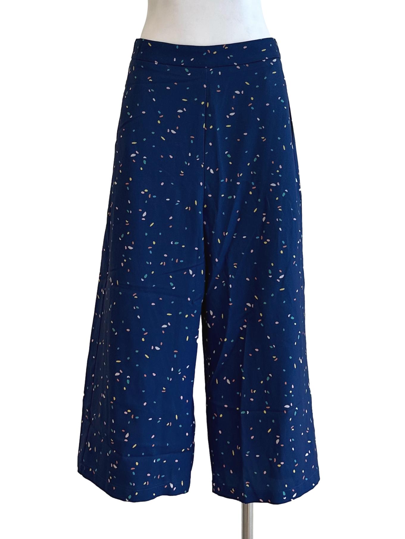 Navy Blue Abstract Pattern Culottes TCL