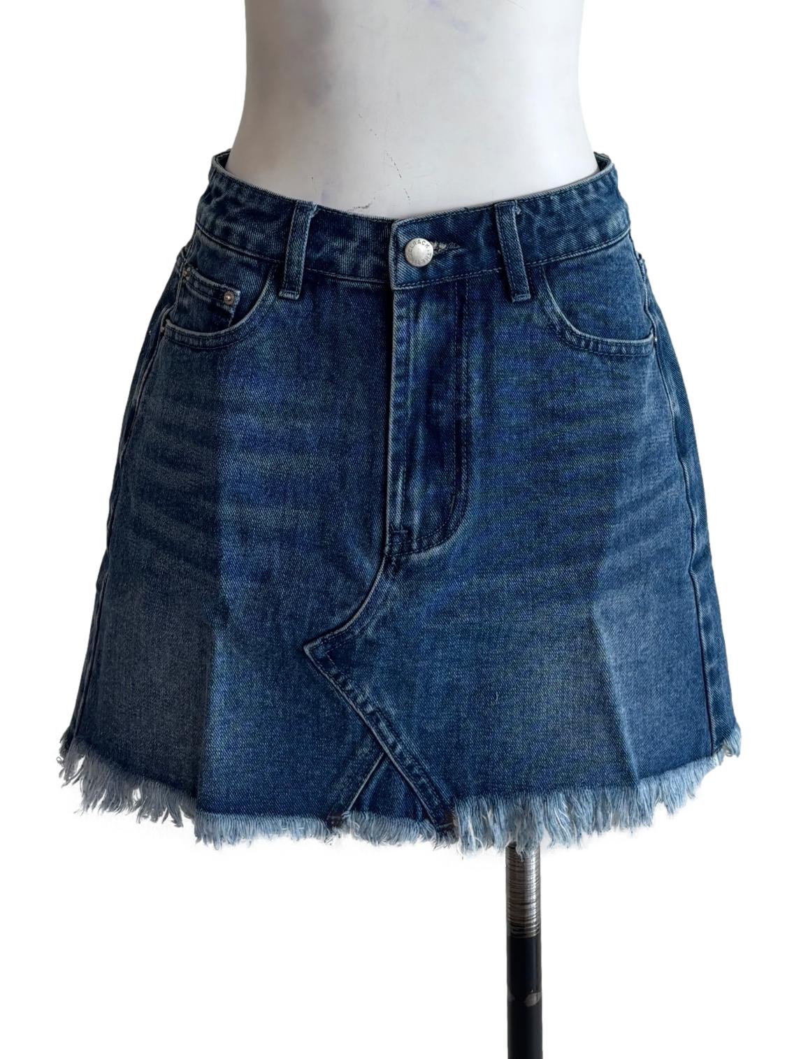 Blue Kass Frayed Denim Skirt