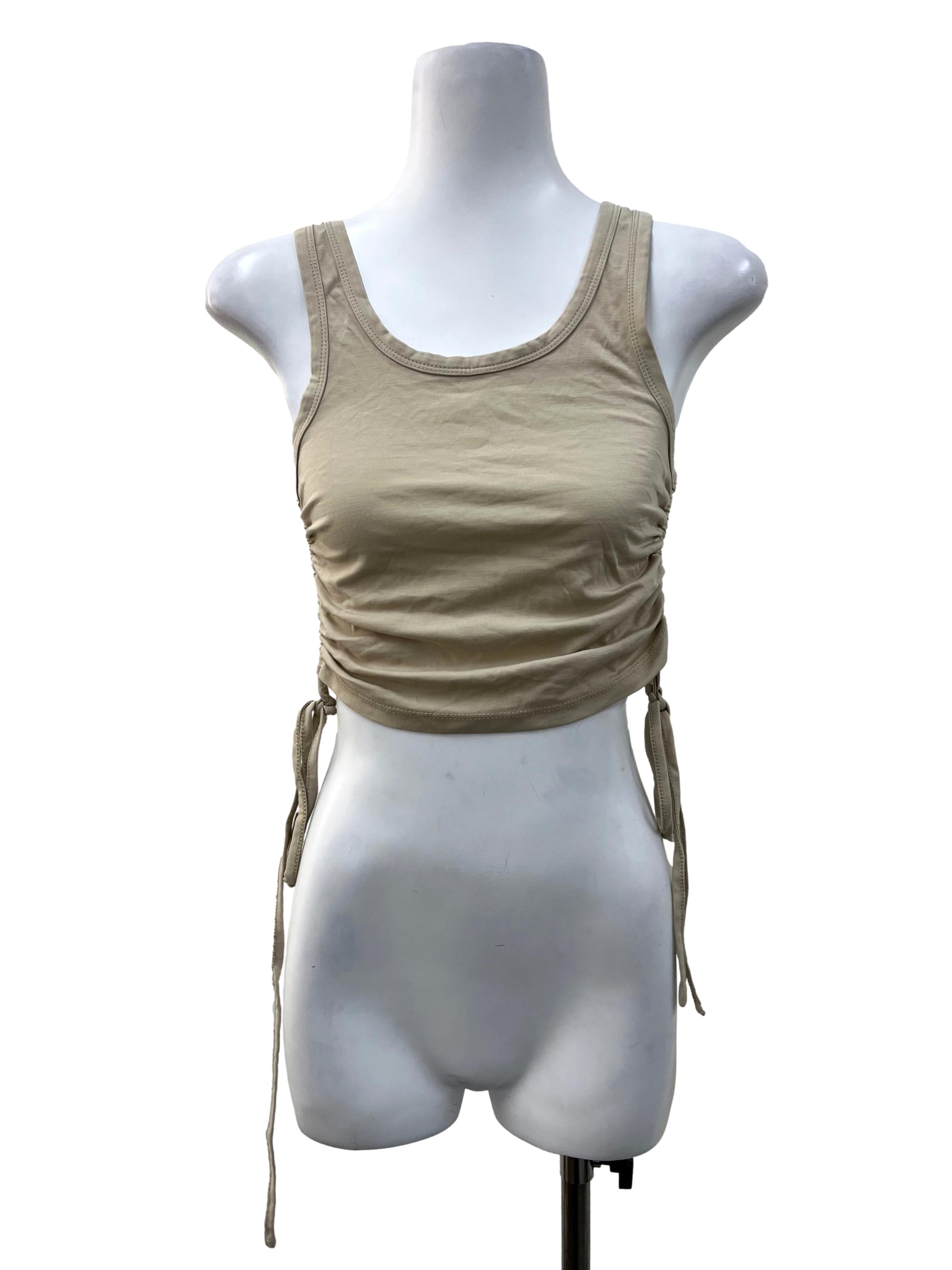 Nude Scrunched Ribbon Side Top