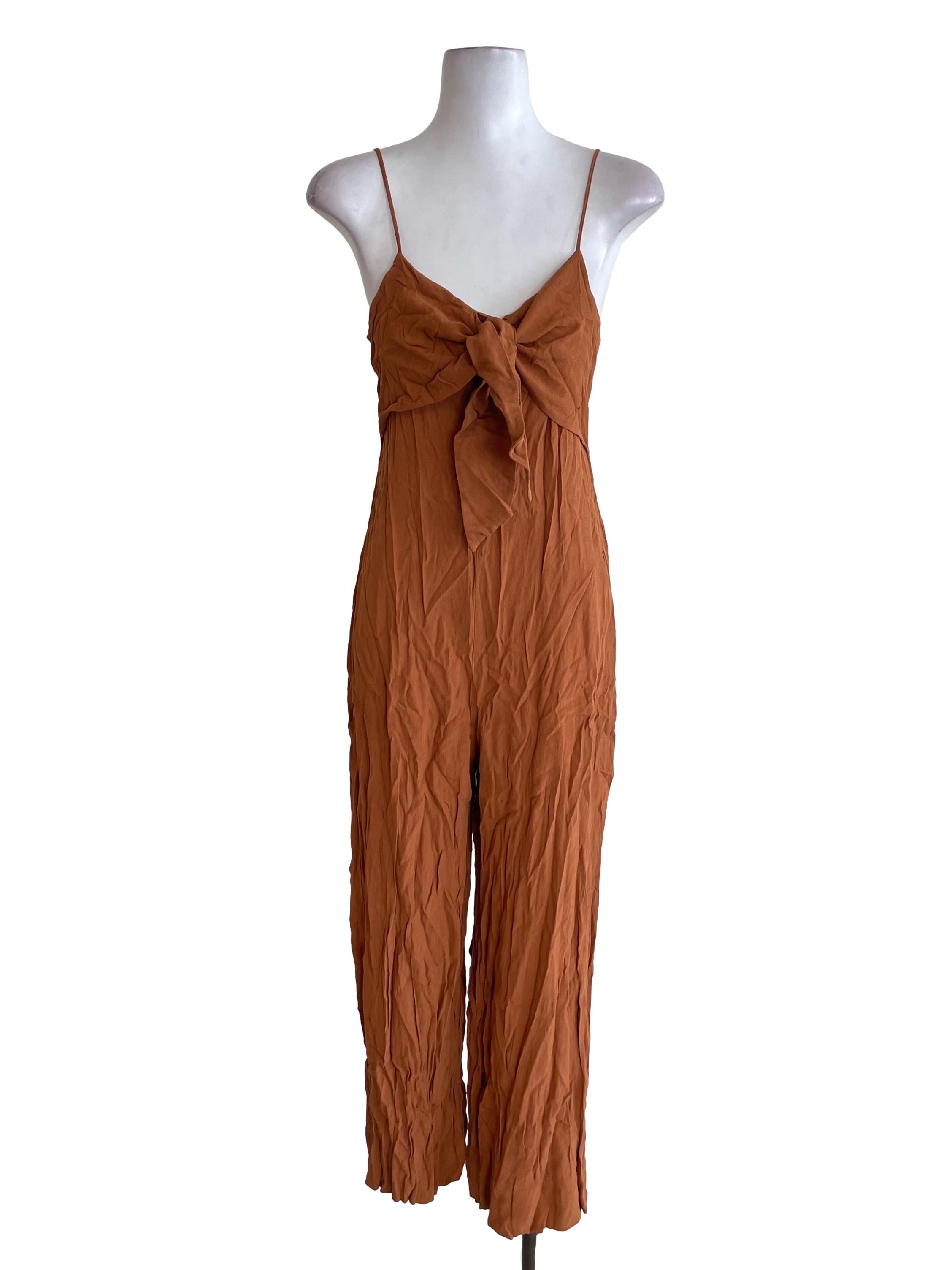 Carrot Brown Bow Jumpsuit