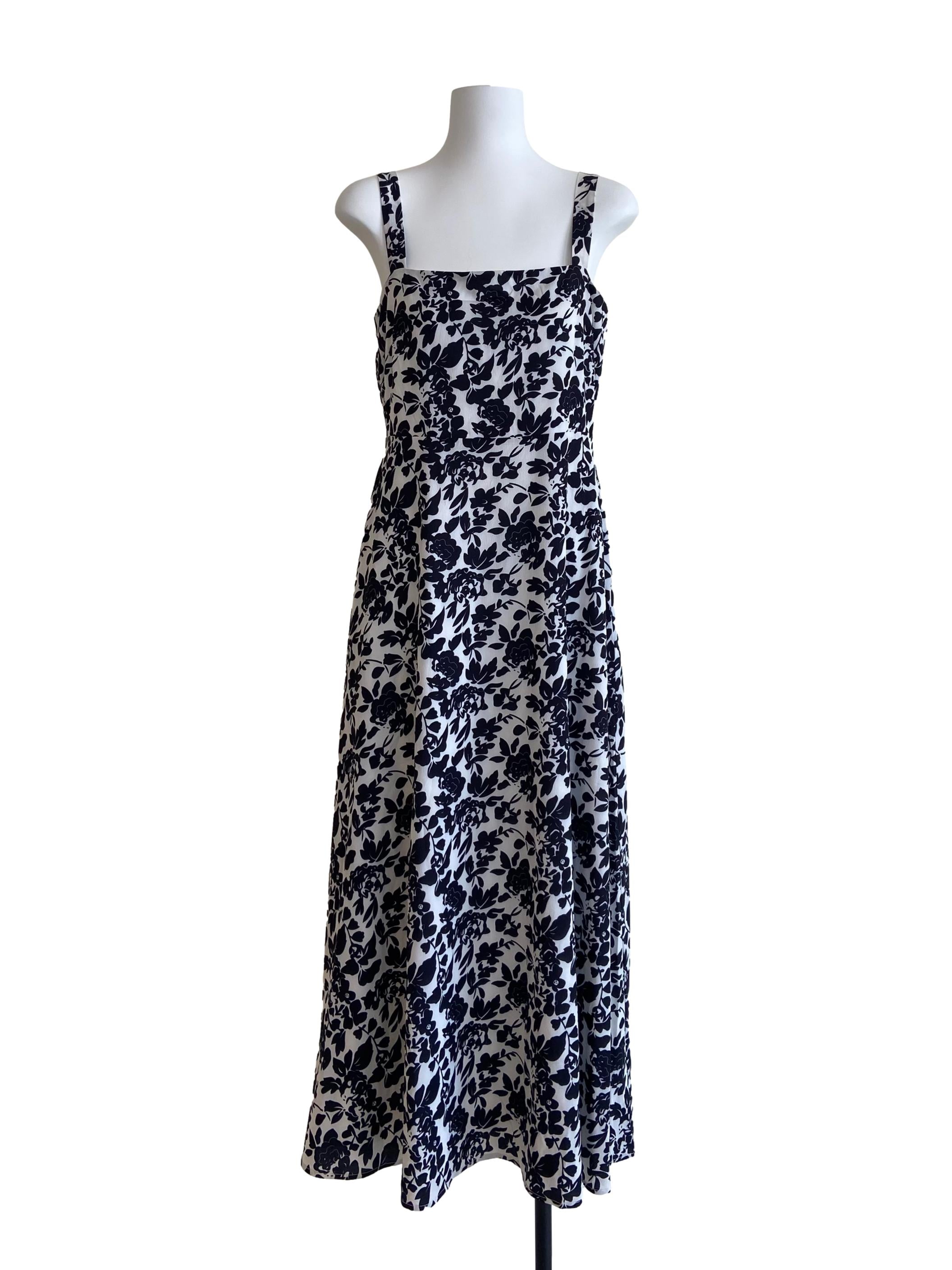 Black & White Floral A-Line Dress