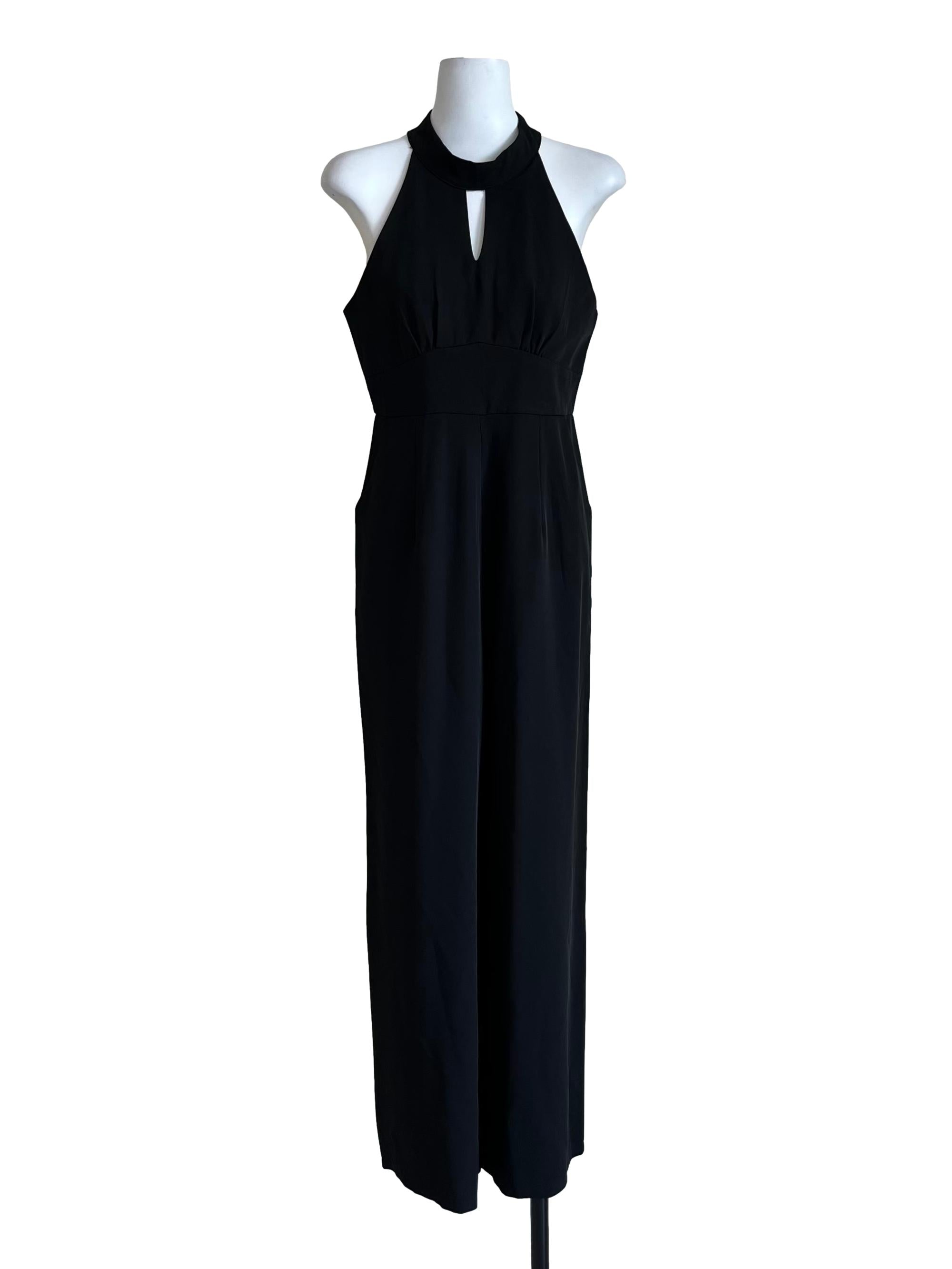 Jade Black Keyhole Halter Jumpsuit