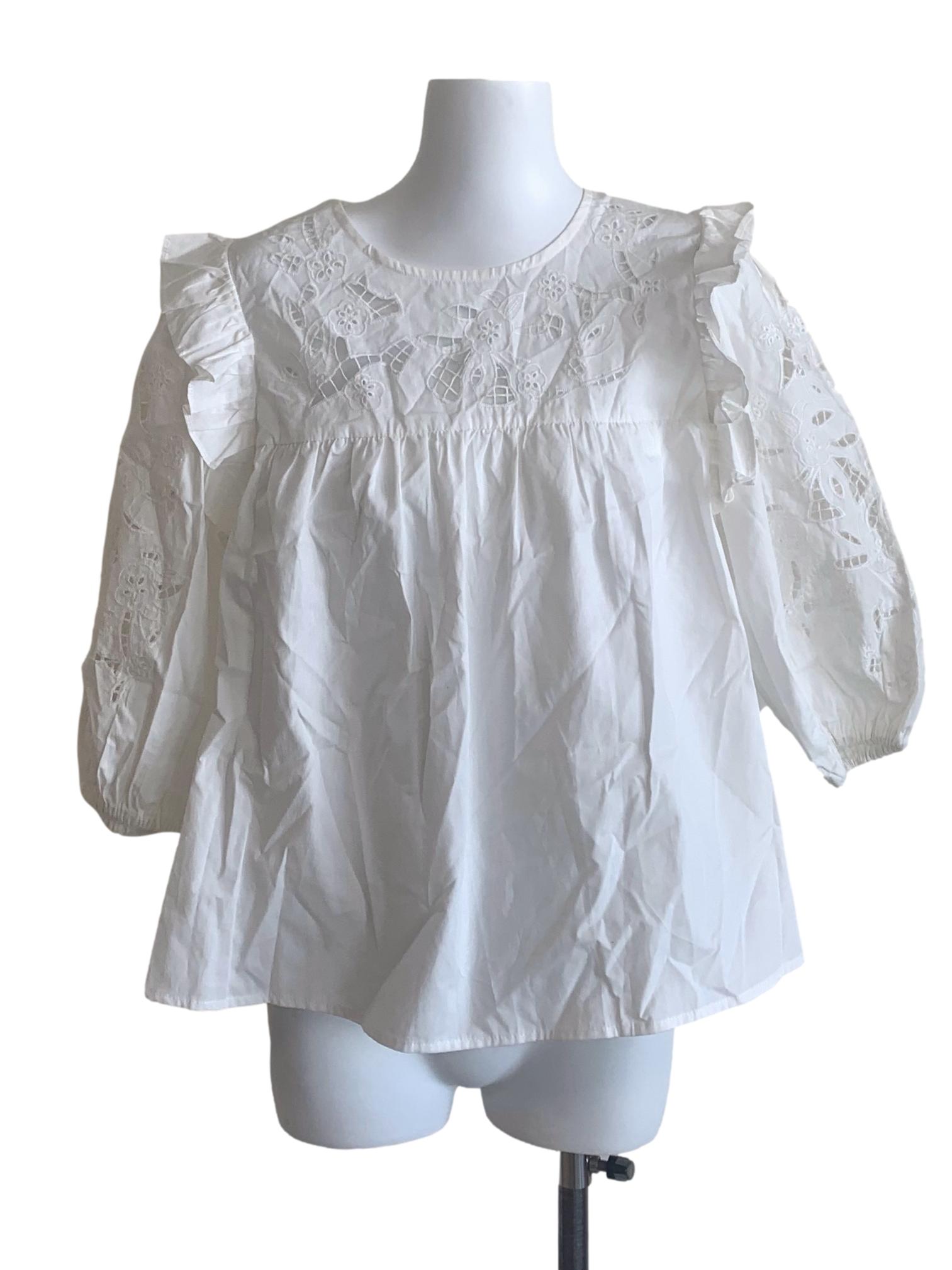 White Round Neck Blouse LB