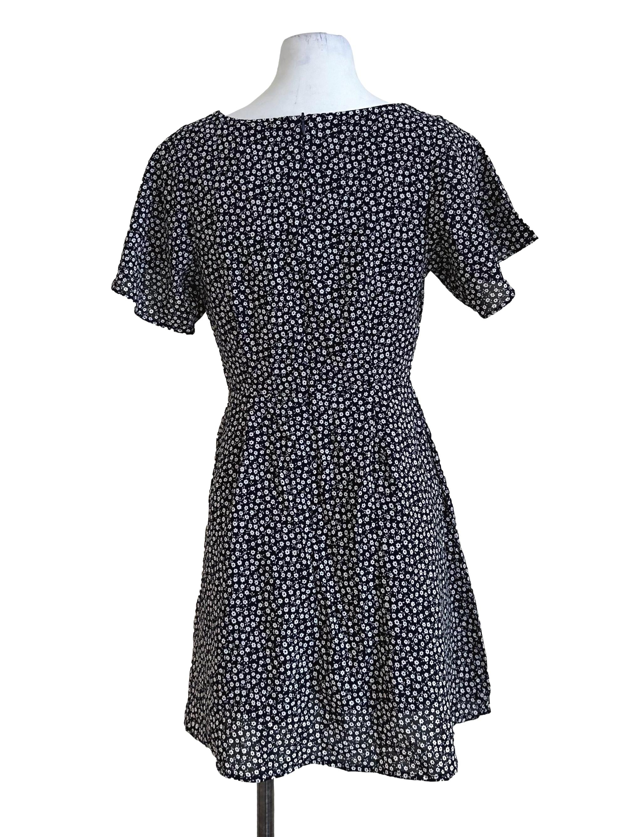 Midnight Blue Floral Pattern Dress
