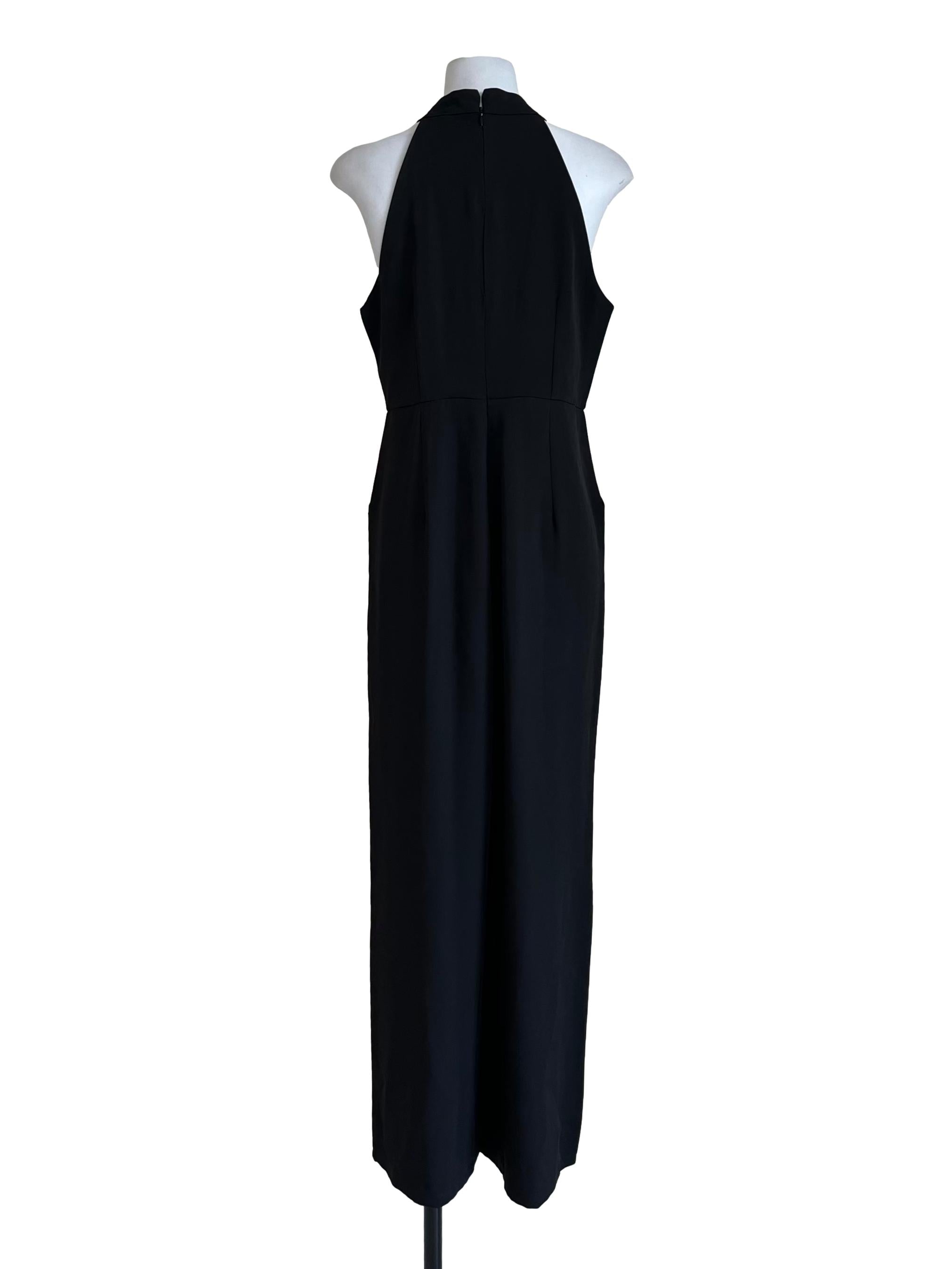 Jade Black Keyhole Halter Jumpsuit
