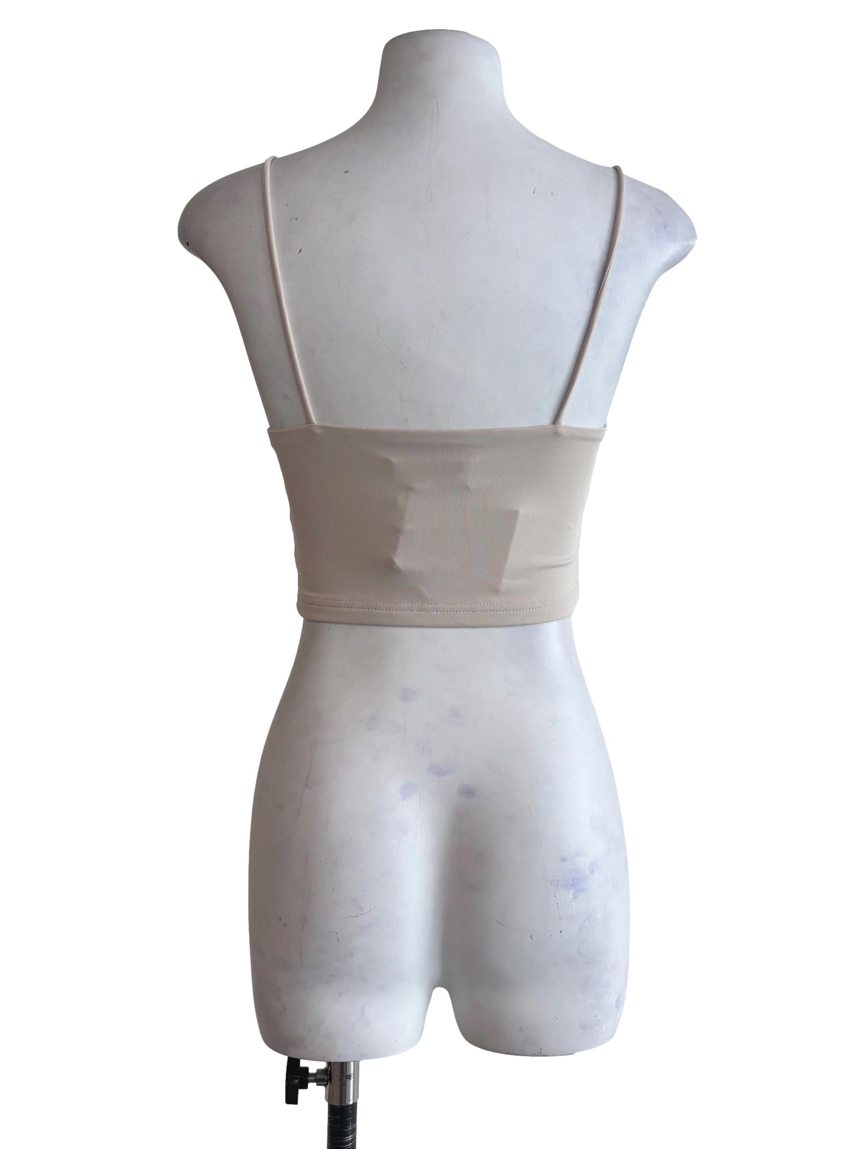 Beige Jalen Basic Crop Padded Top