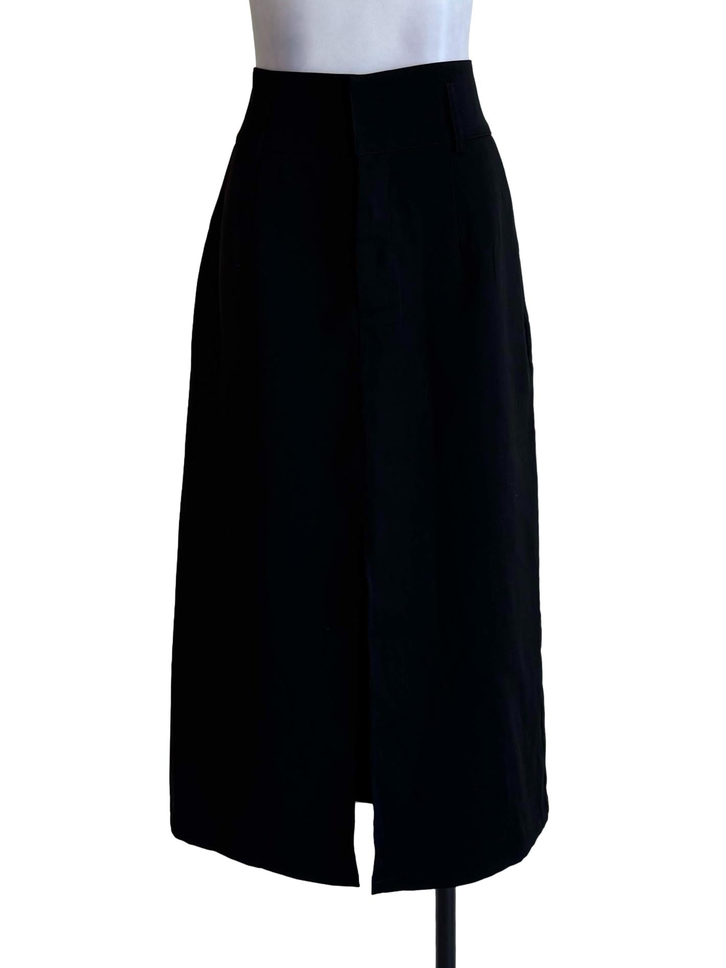 Midnight Black Front Slit Formal Skirt