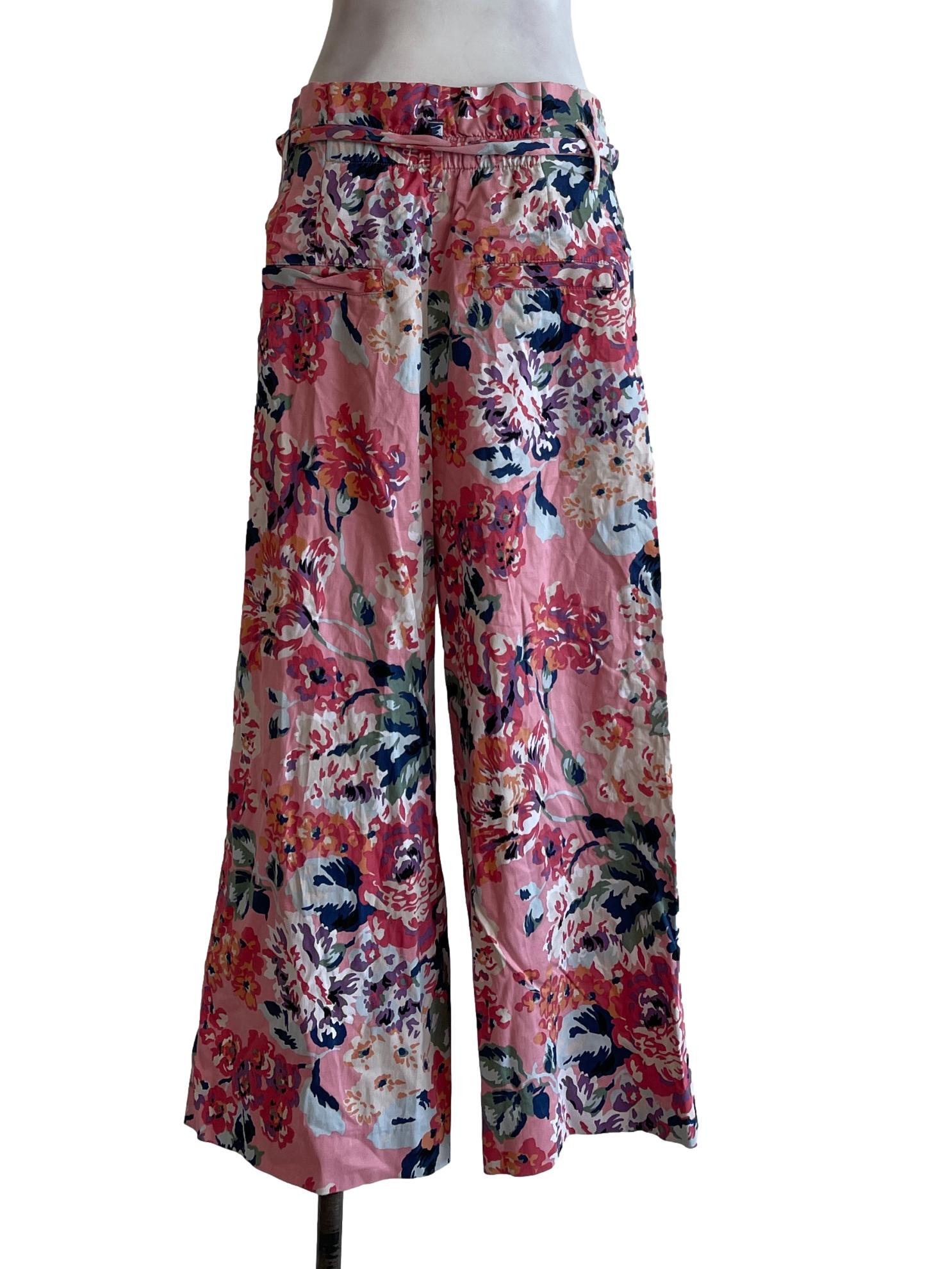 Rose Pink Floral Wide Leg Pants