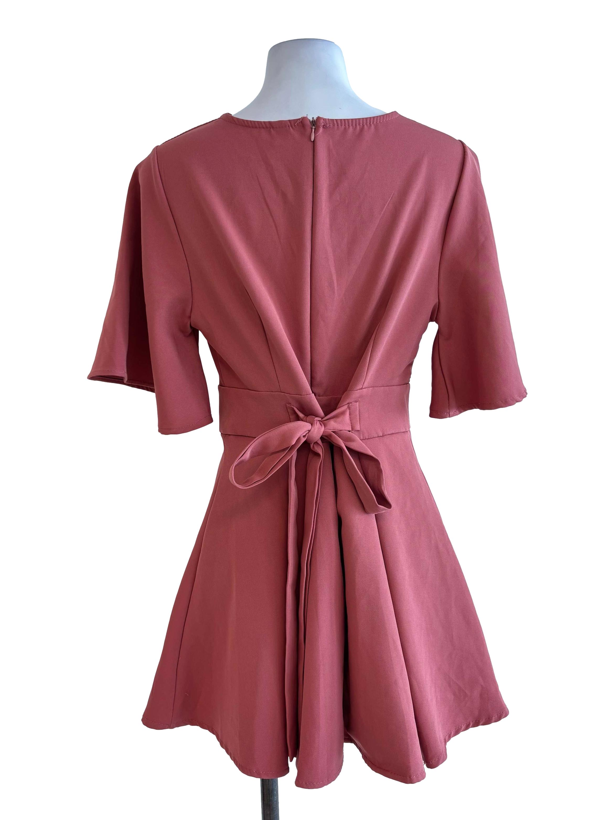 Magenta V Neck Flutter Romper