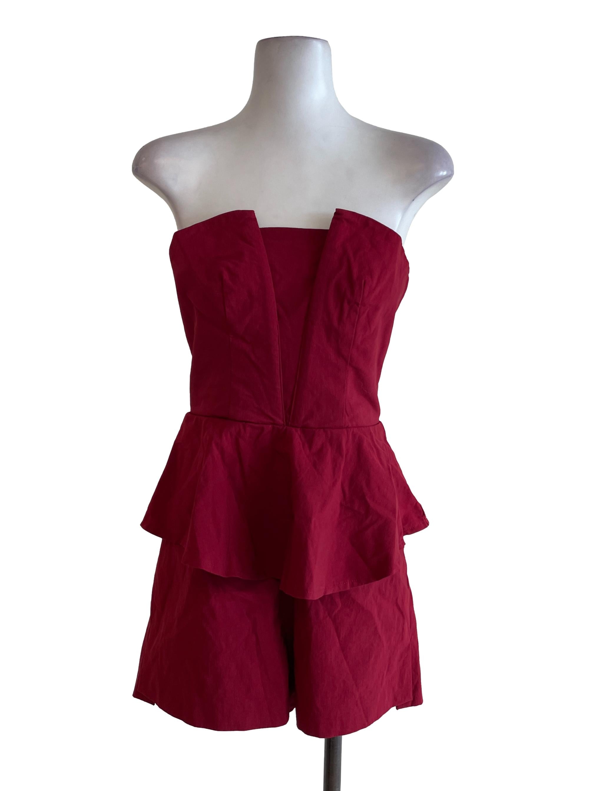 Crimson Red Strapless Romper