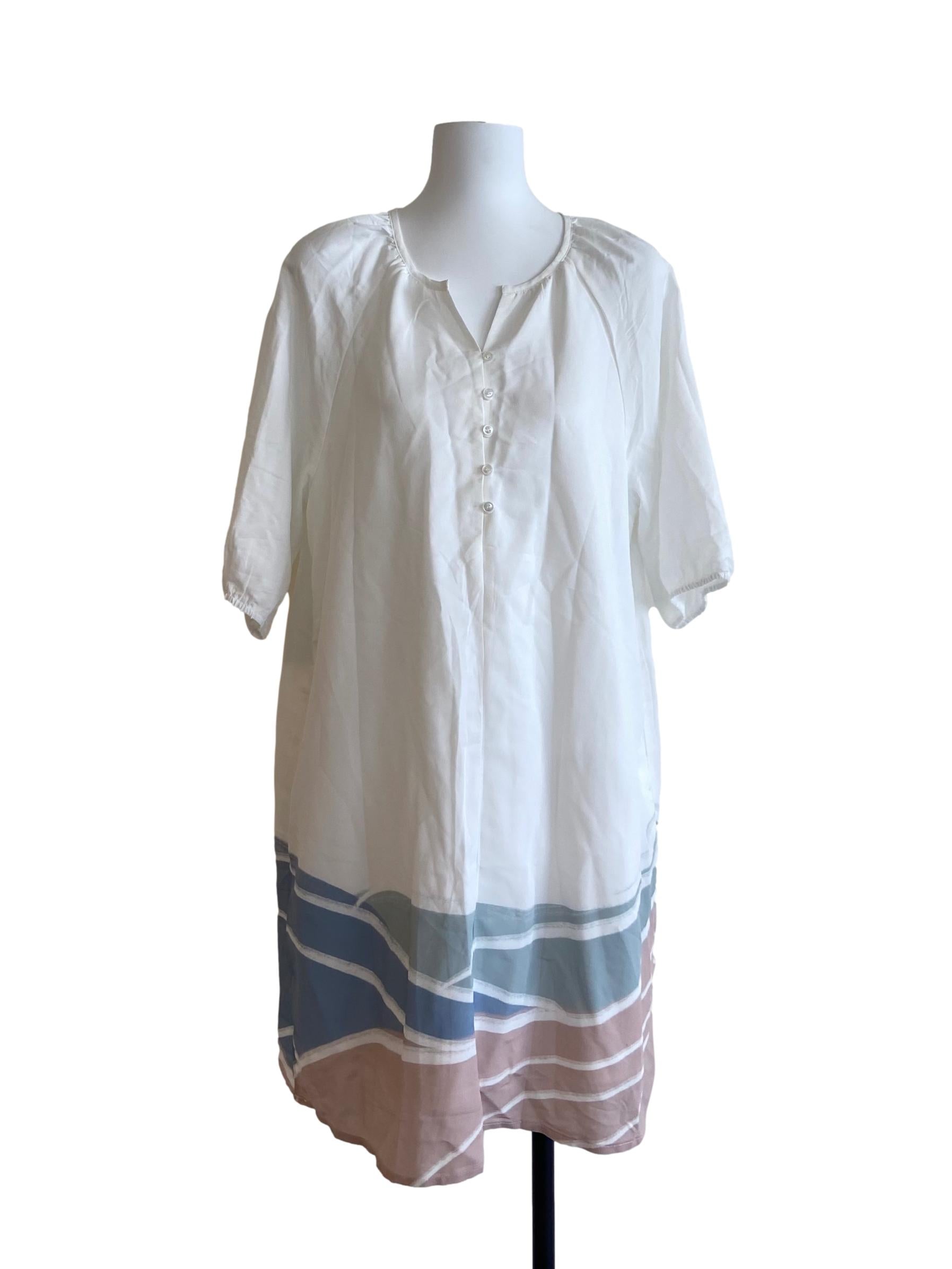 White Half Button Shirt Dress