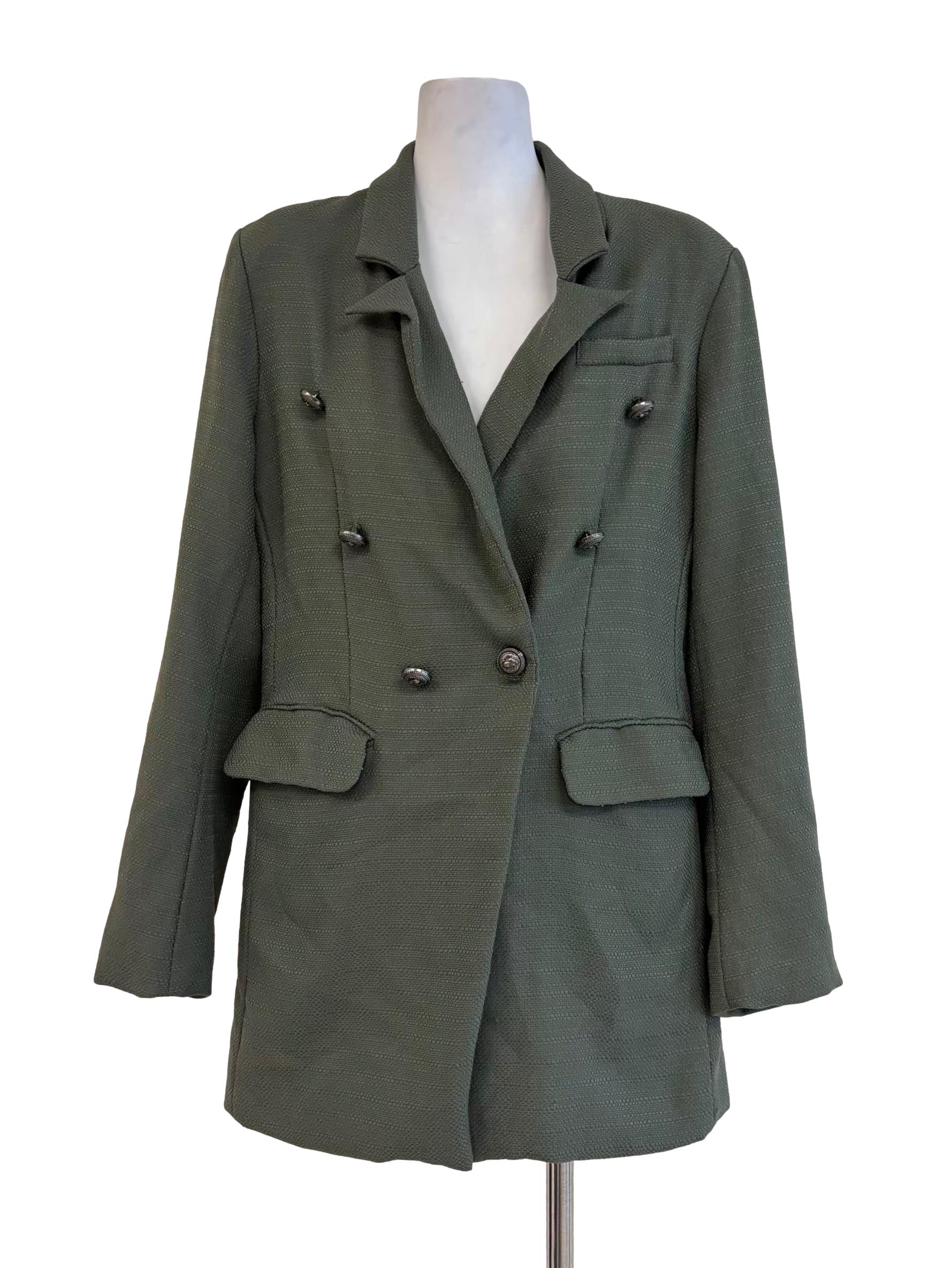 Basil Green Double Button Blazer