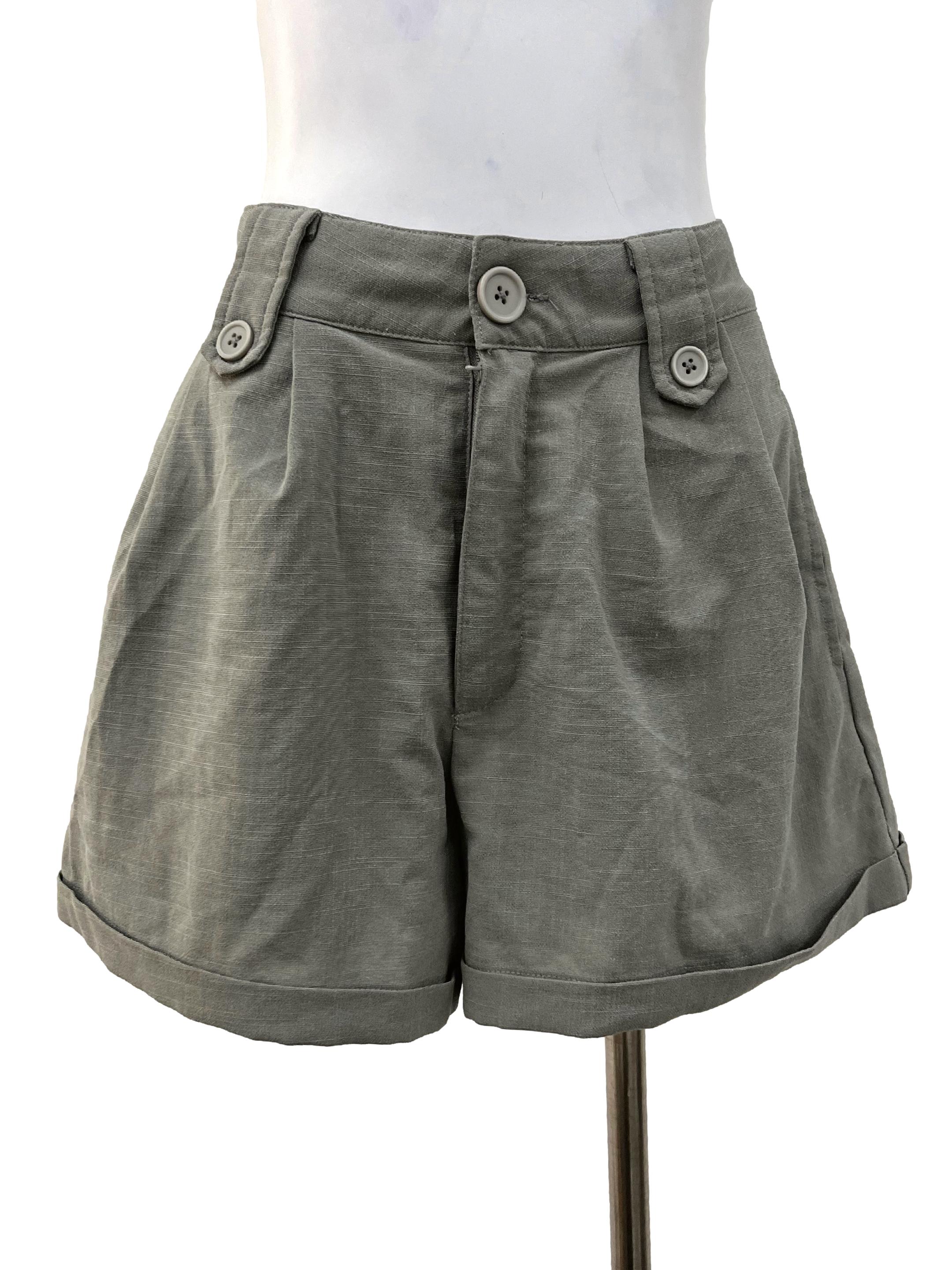Sage Green Pleat Shorts