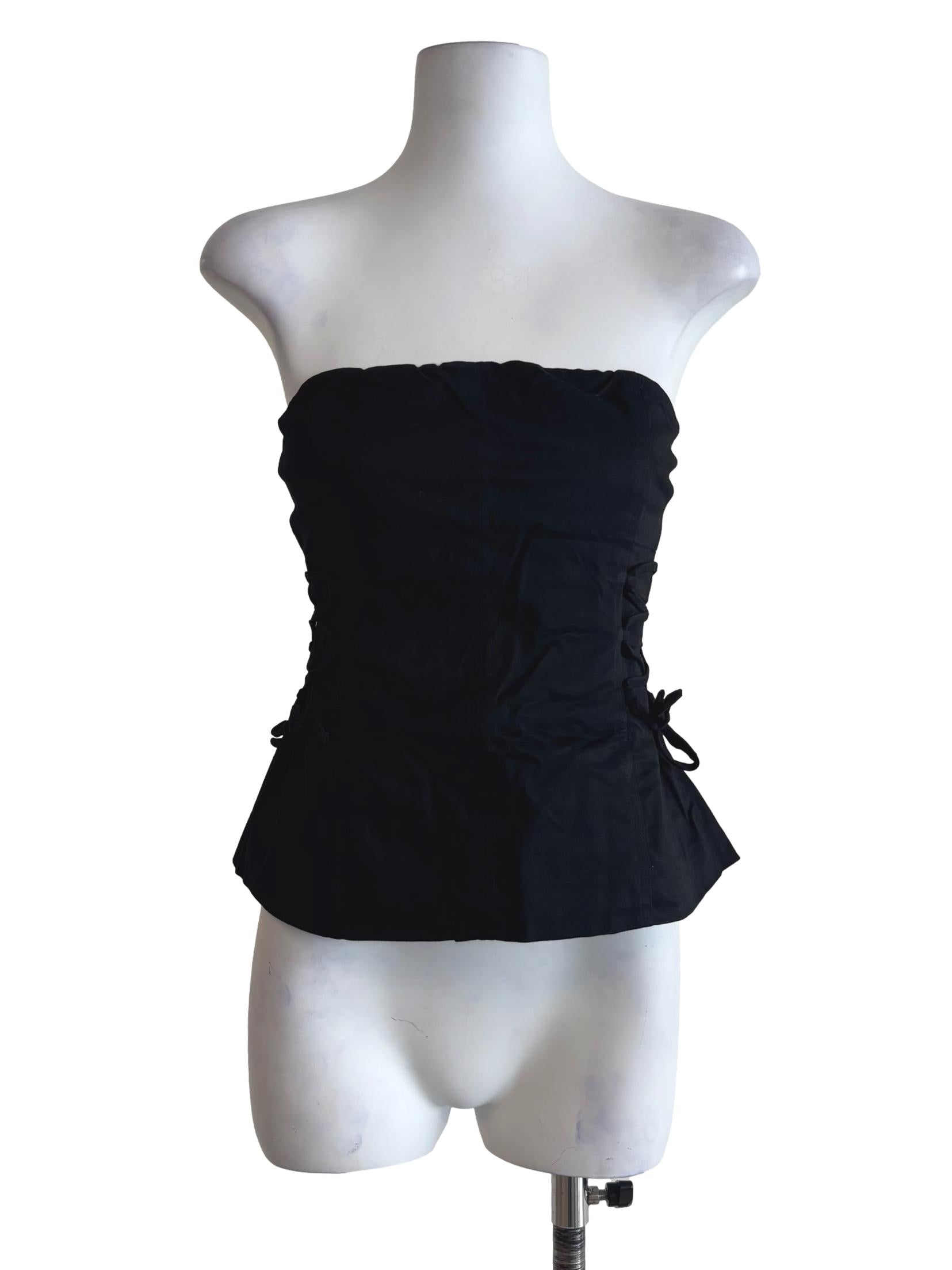 Black Nasha Lace Up Tube Padded Top
