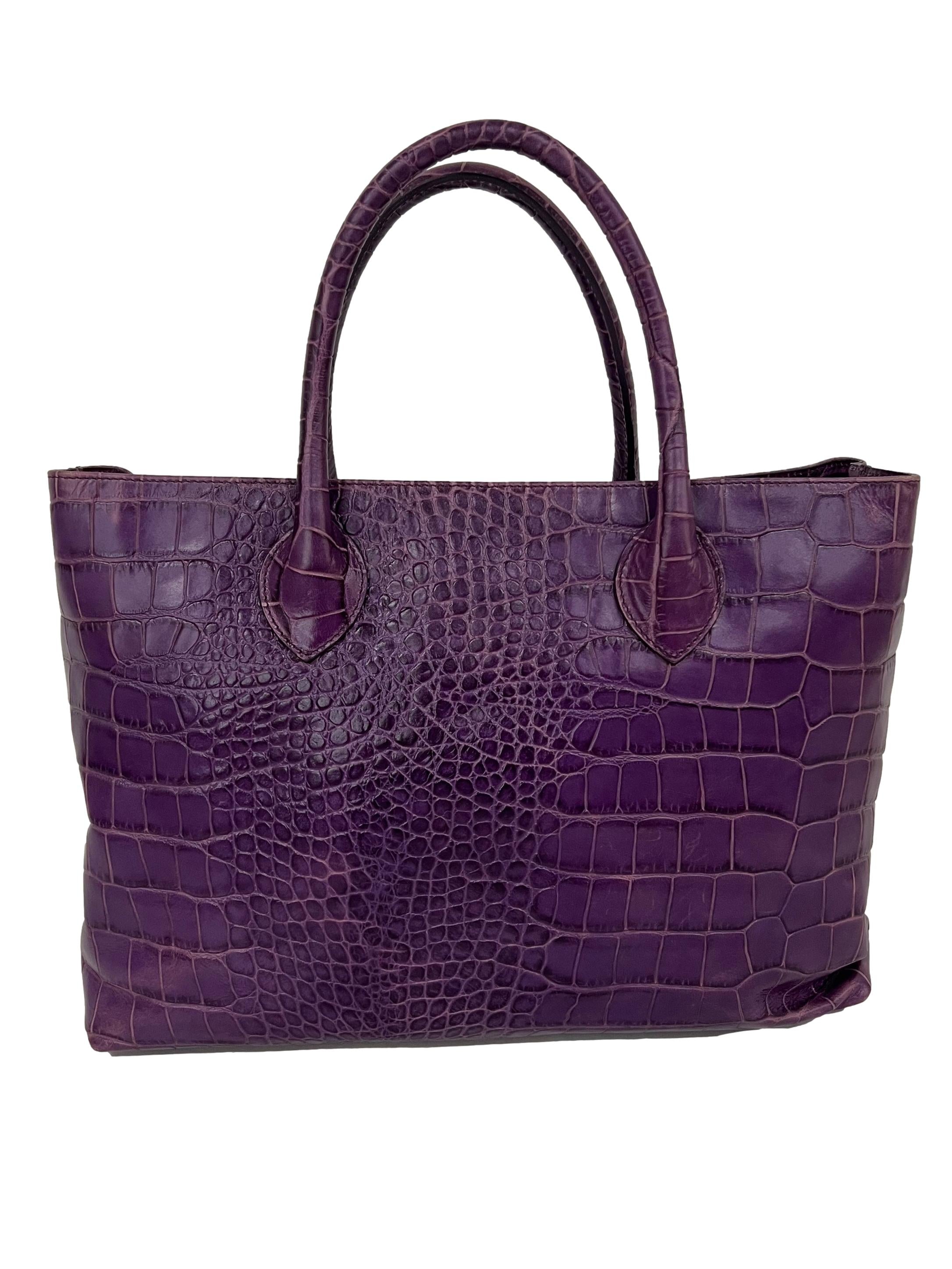 Purple Faux Crocodile Print Bag CSN