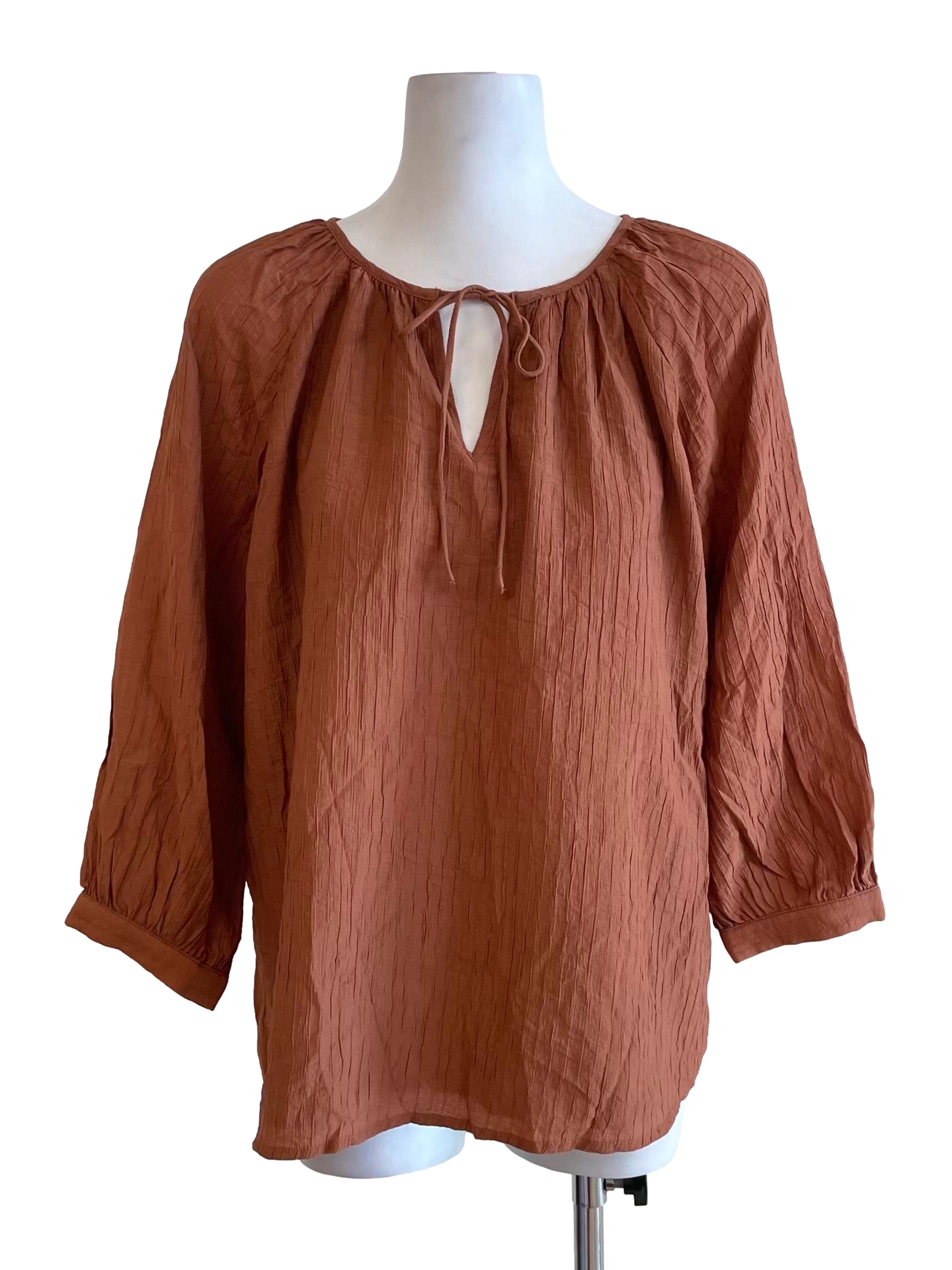 Ginger Textured Peasant Top