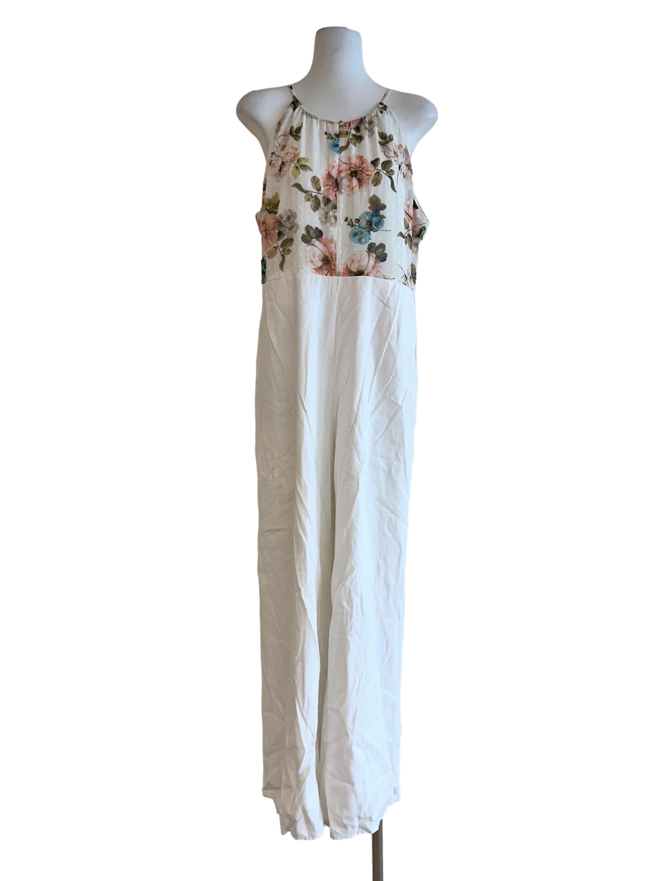 Porcelain White Flower Pattern Jumpsuit