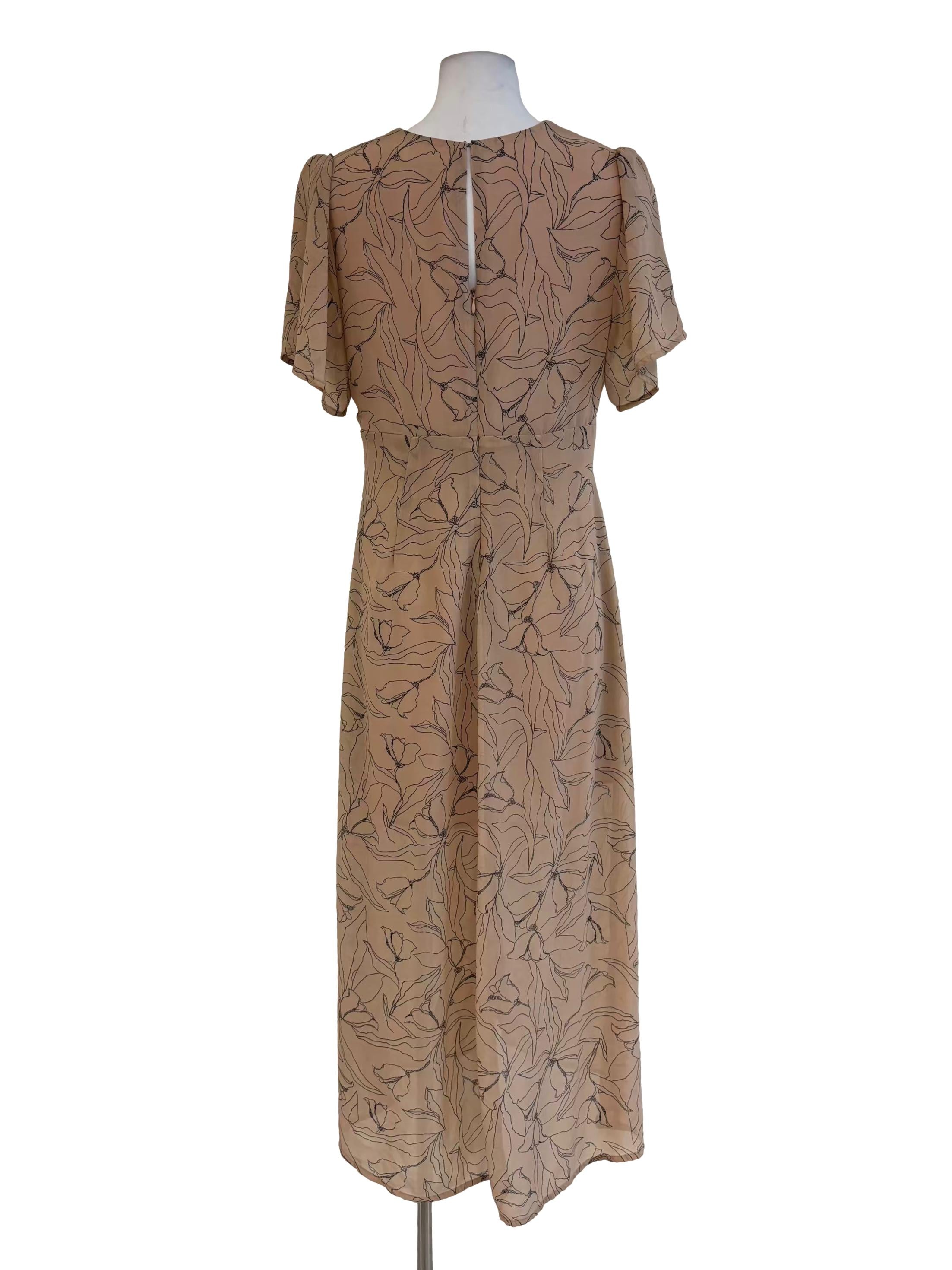 Pale Sepia Printed Midi Dress