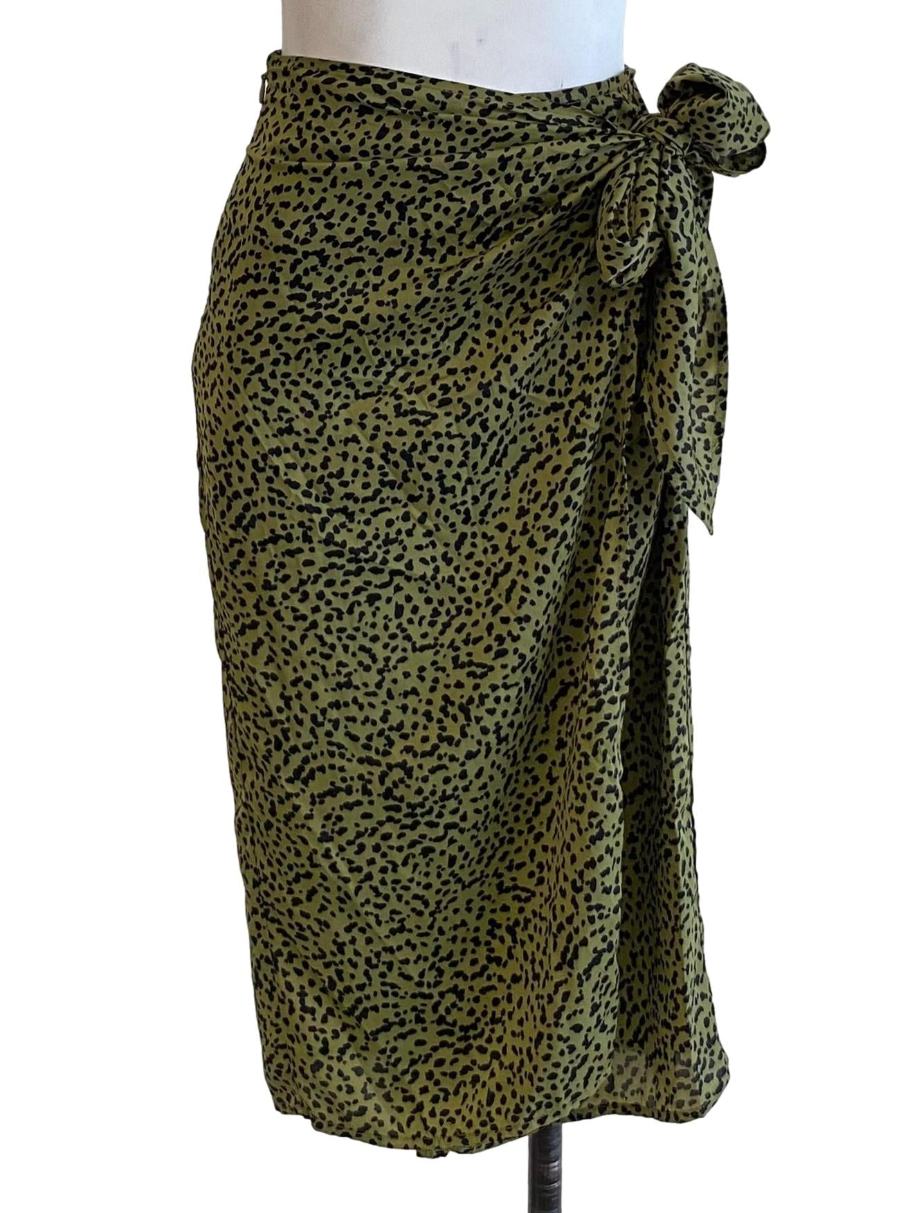 Leopard Green Wrap Skirt