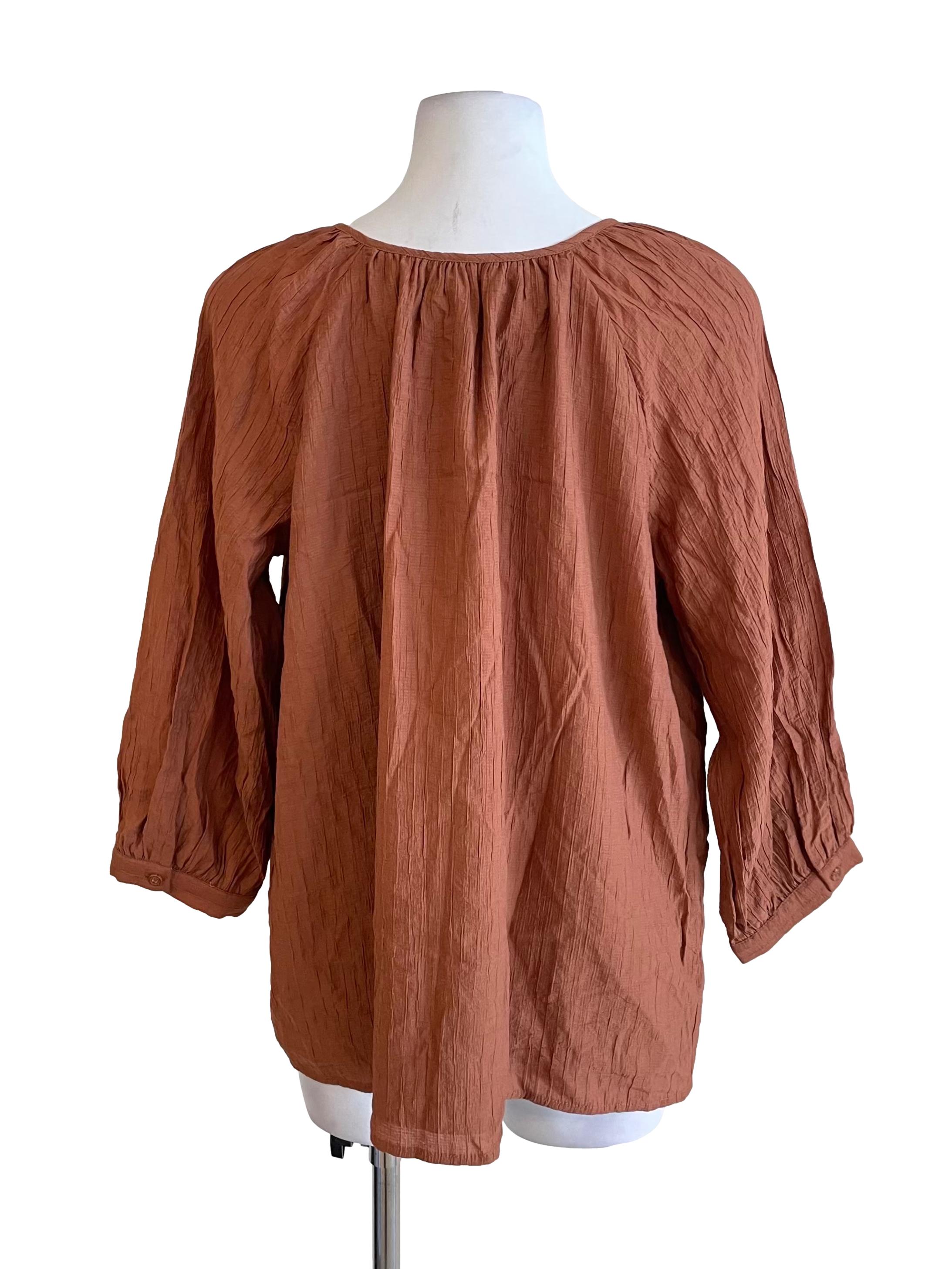 Ginger Textured Peasant Top