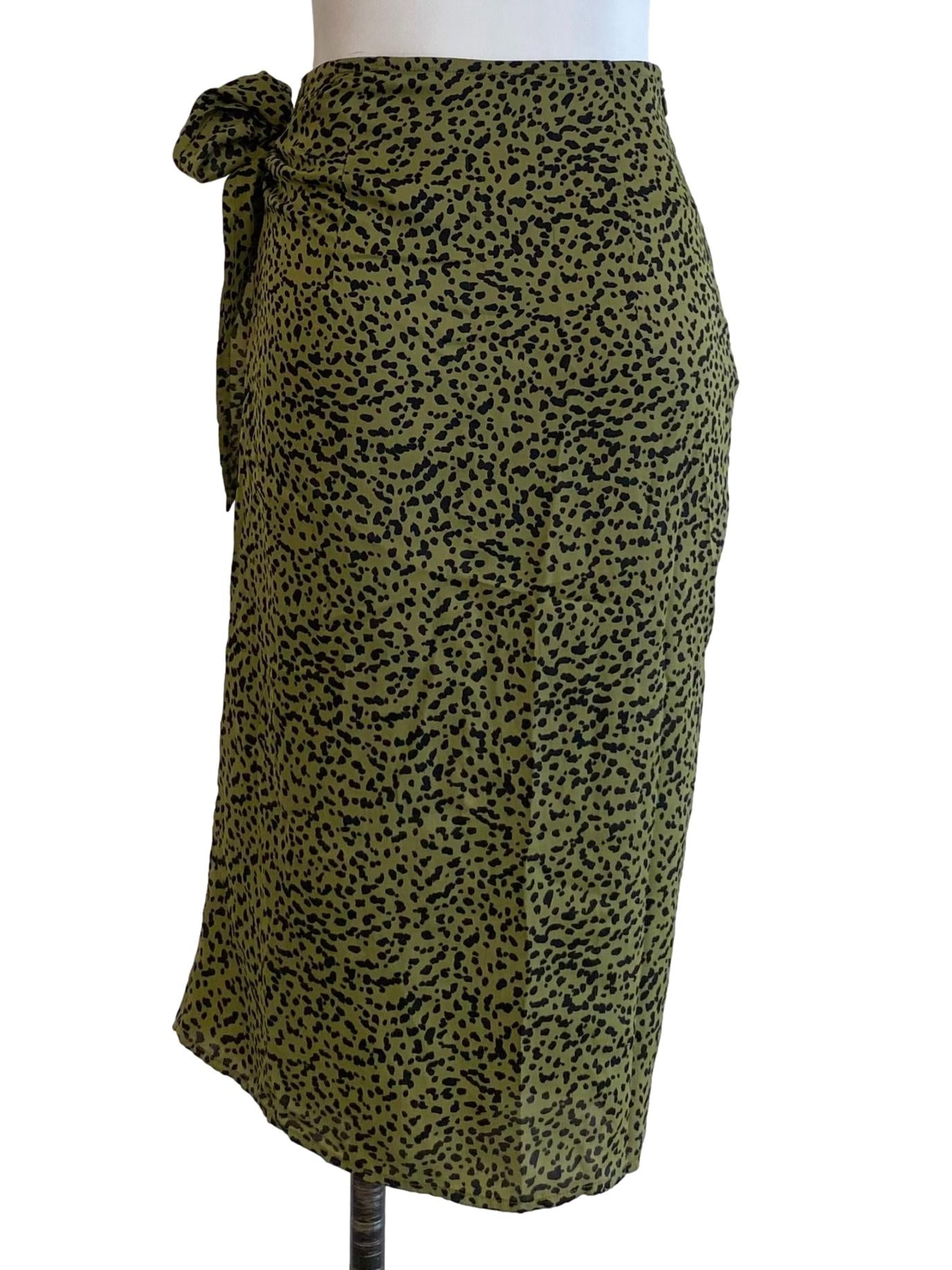 Leopard Green Wrap Skirt