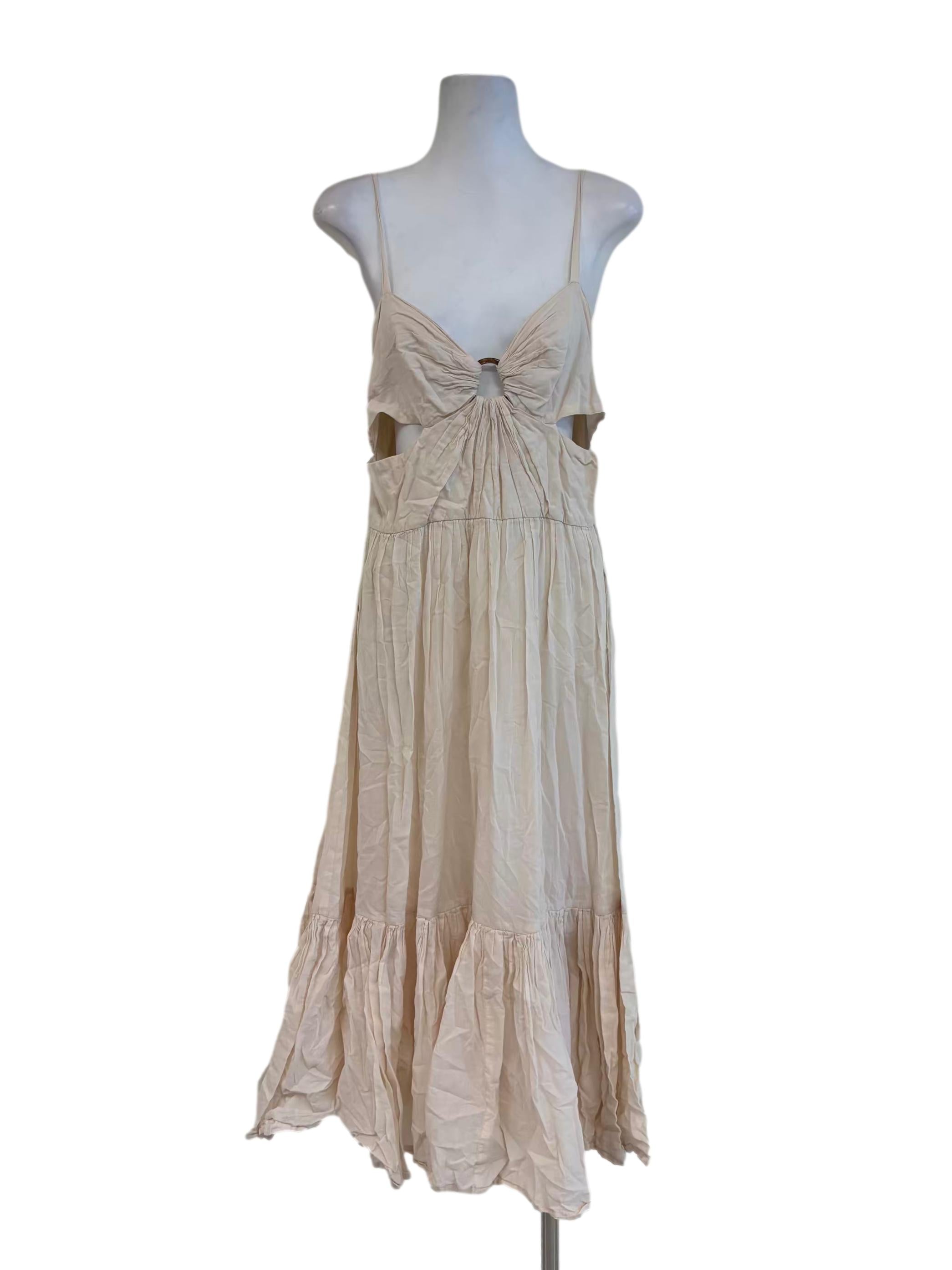 Rice White Cotton Camisole Dress