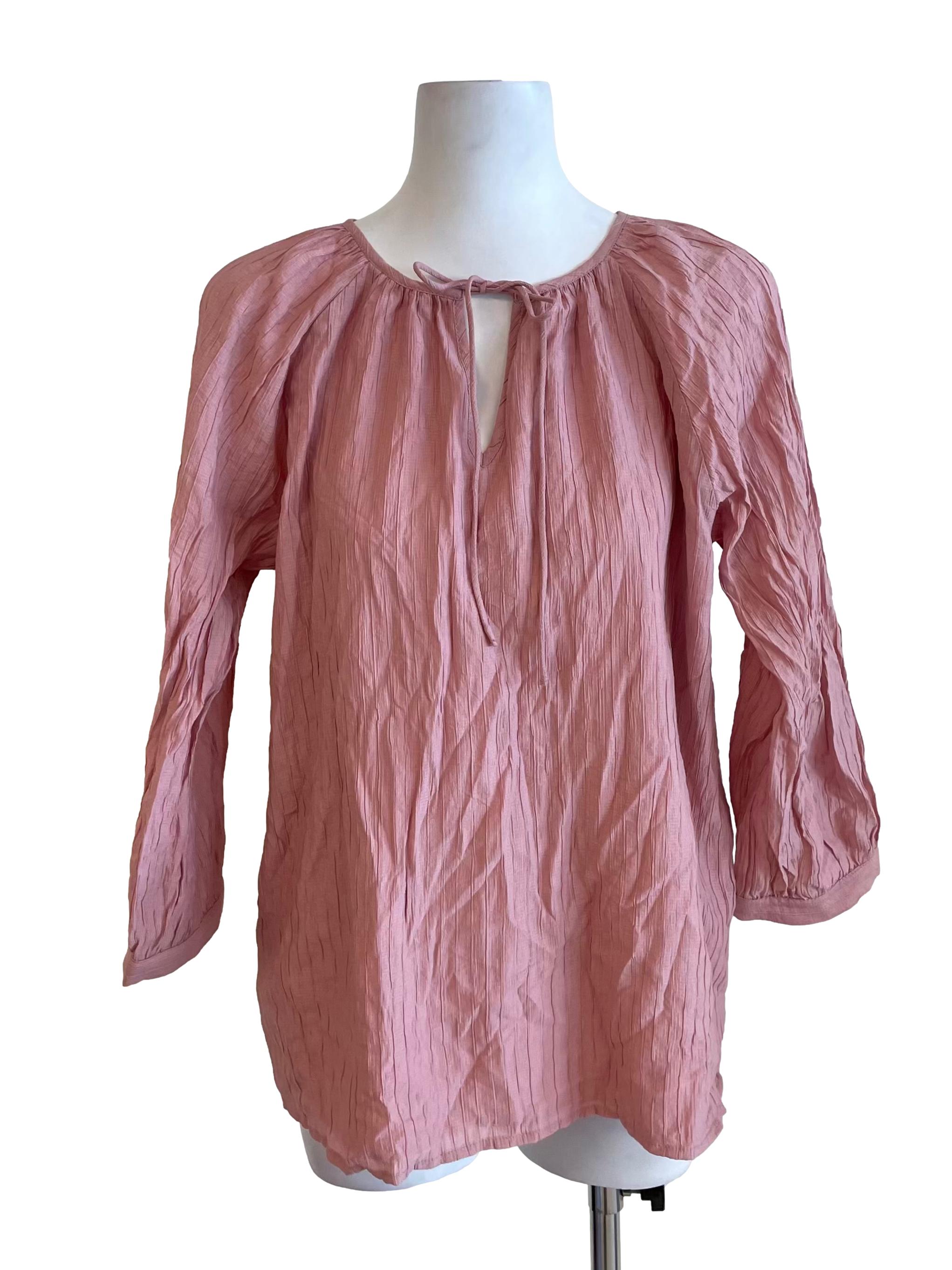 Rose Textured Peasant Top