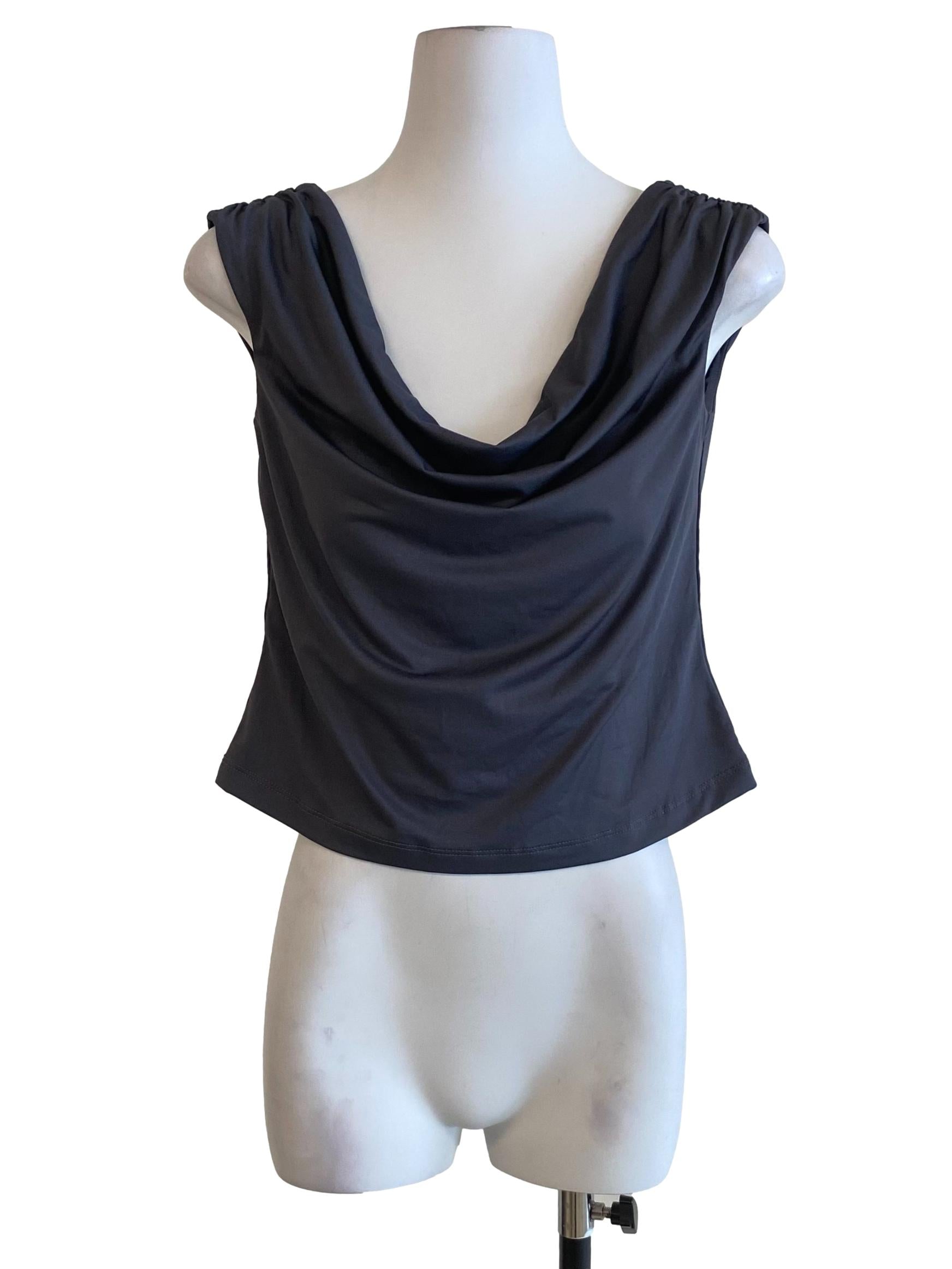 Dark Grey Cowl Neck Top