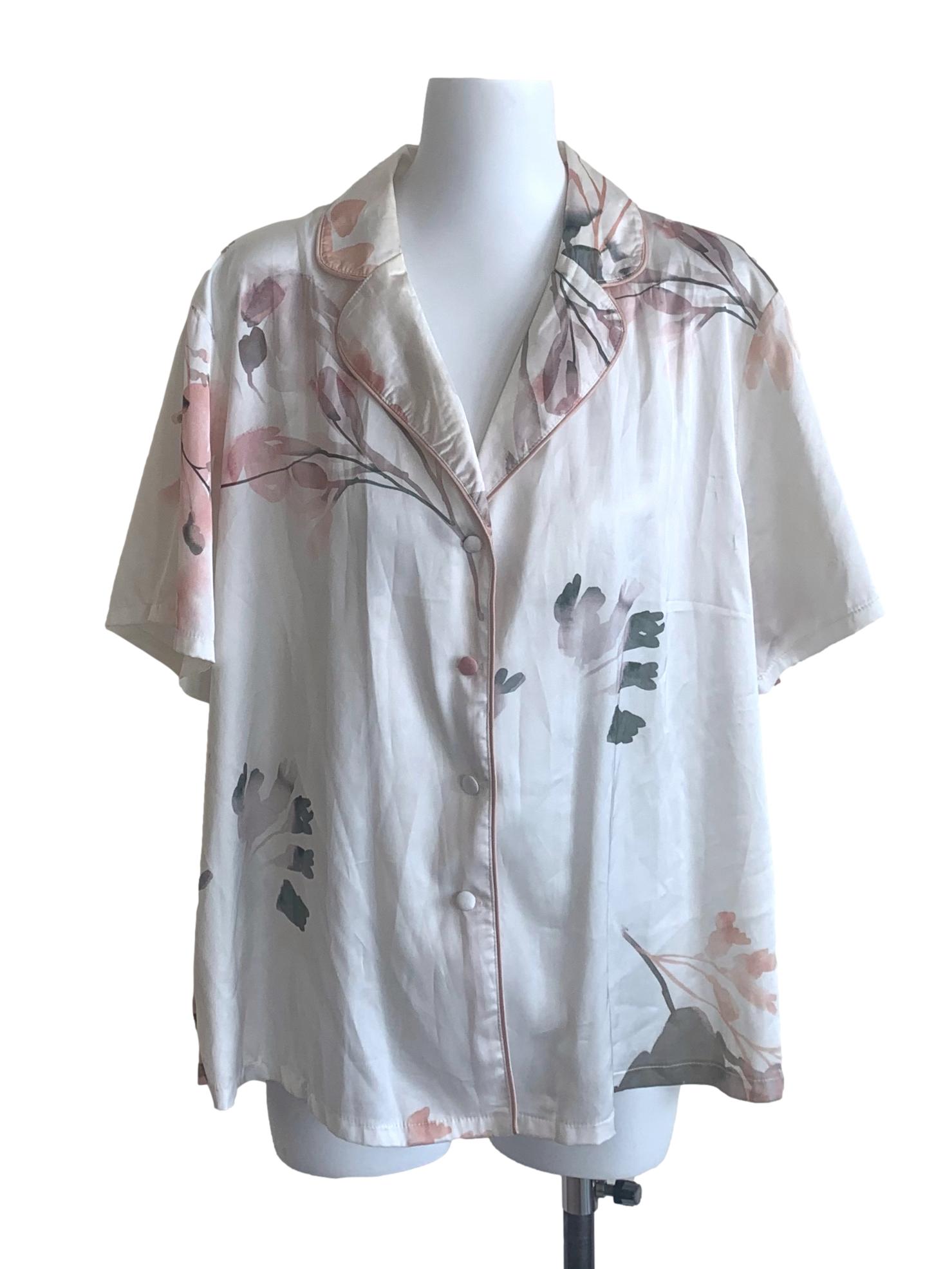 White Flower Pattern Shirt