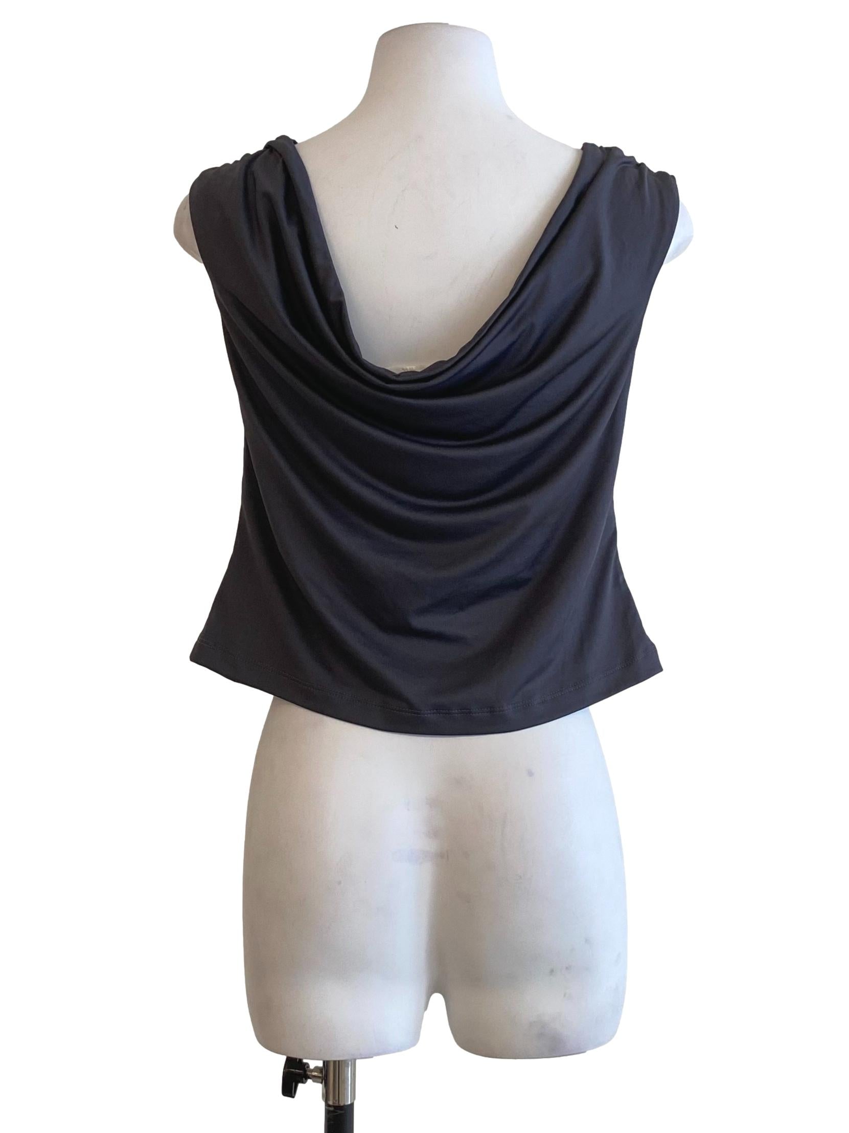 Dark Grey Cowl Neck Top