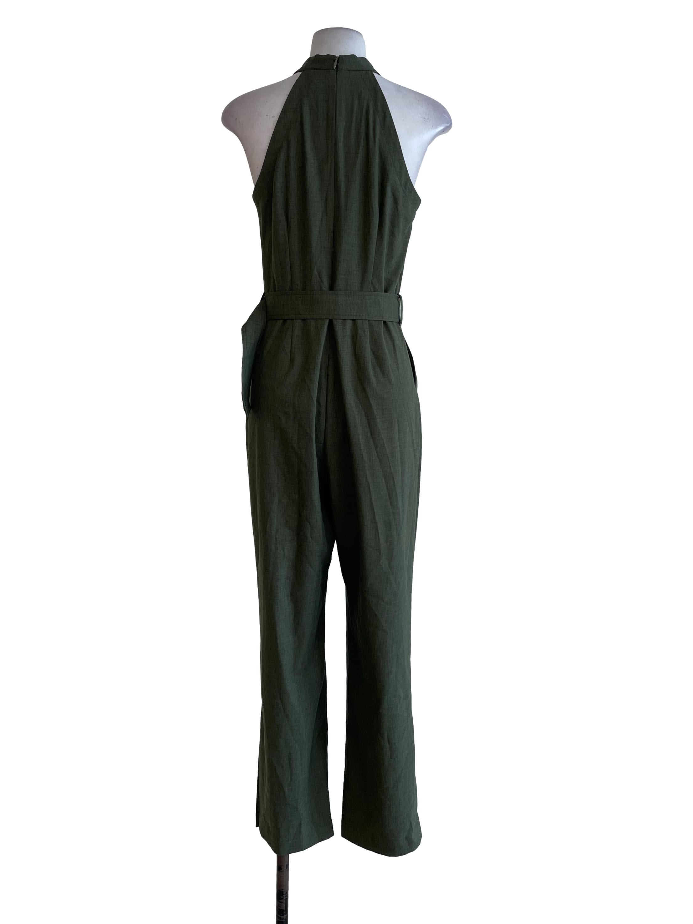 Olive Green Halter Neck Jumpsuit