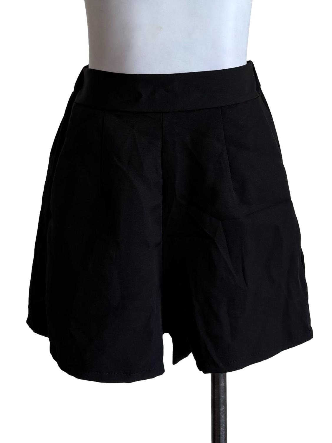 Black Pleated Chino Shorts