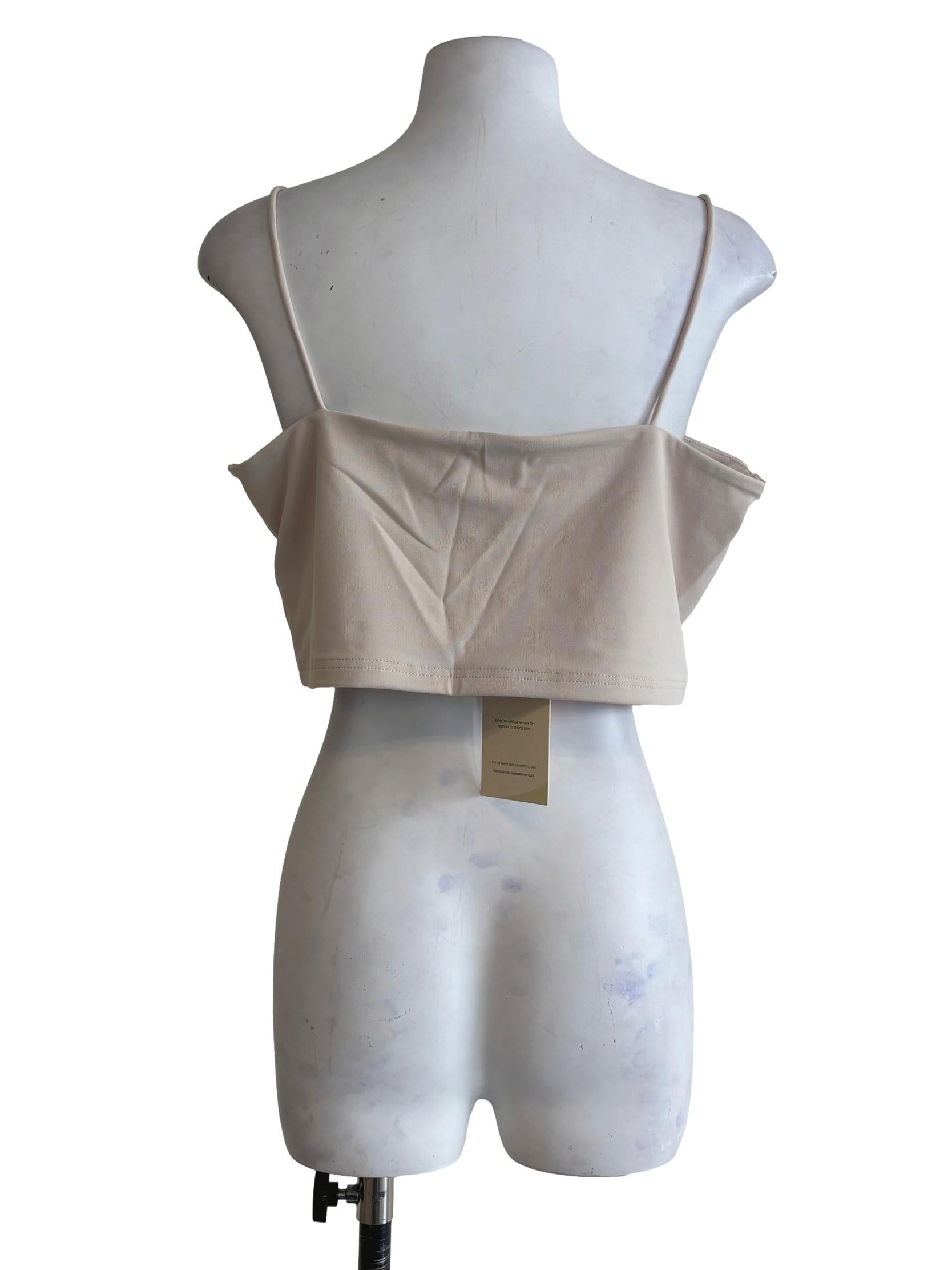 Beige Jalen Basic Crop Padded Top